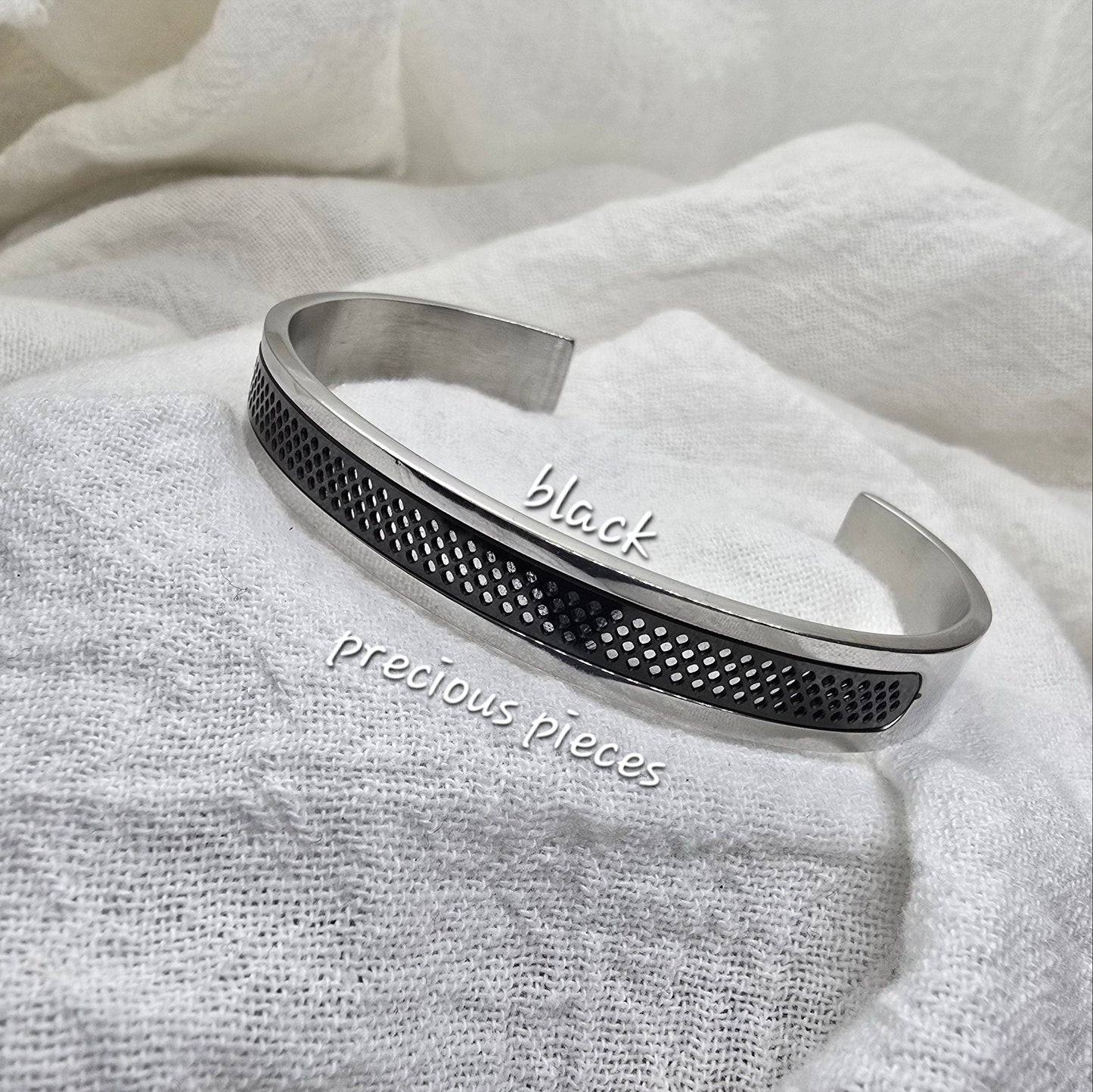 Men's Stainless Steel Hollow Open Bangle Bracelet (click for more options)
