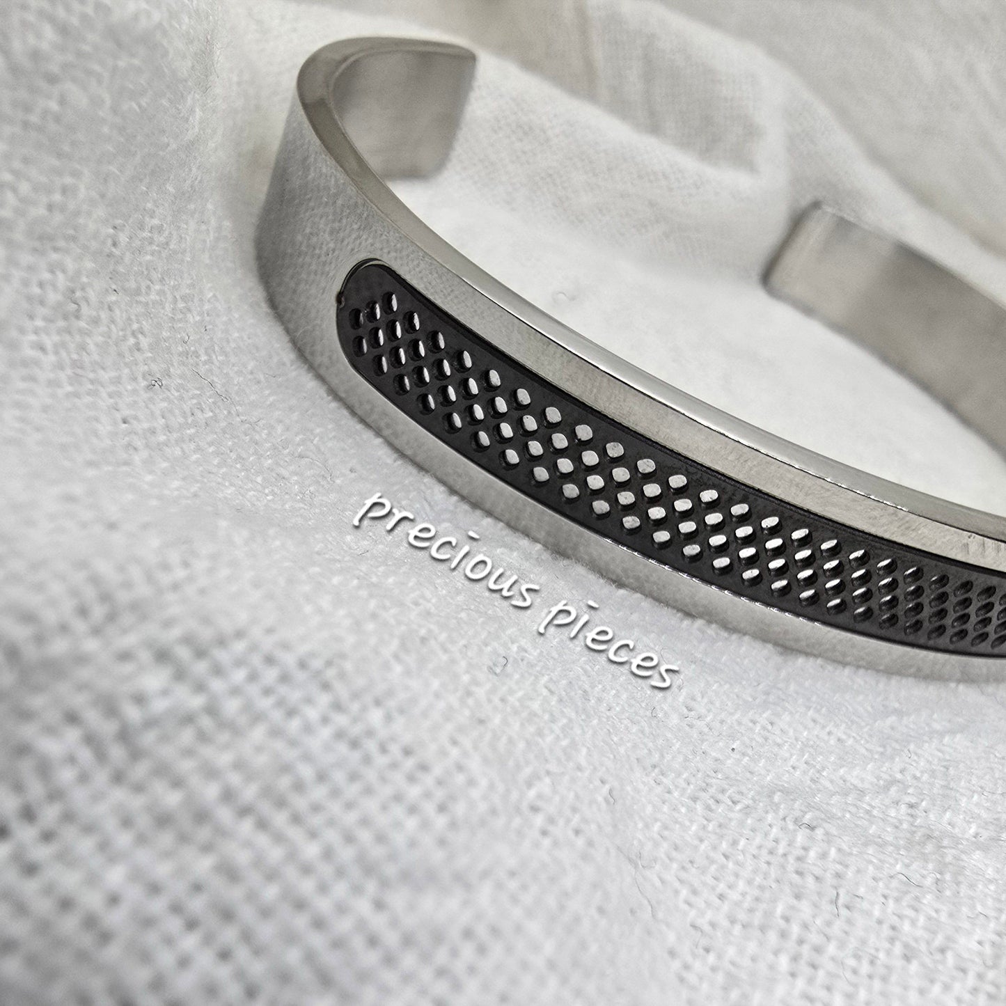 Men's Stainless Steel Hollow Open Bangle Bracelet (click for more options)