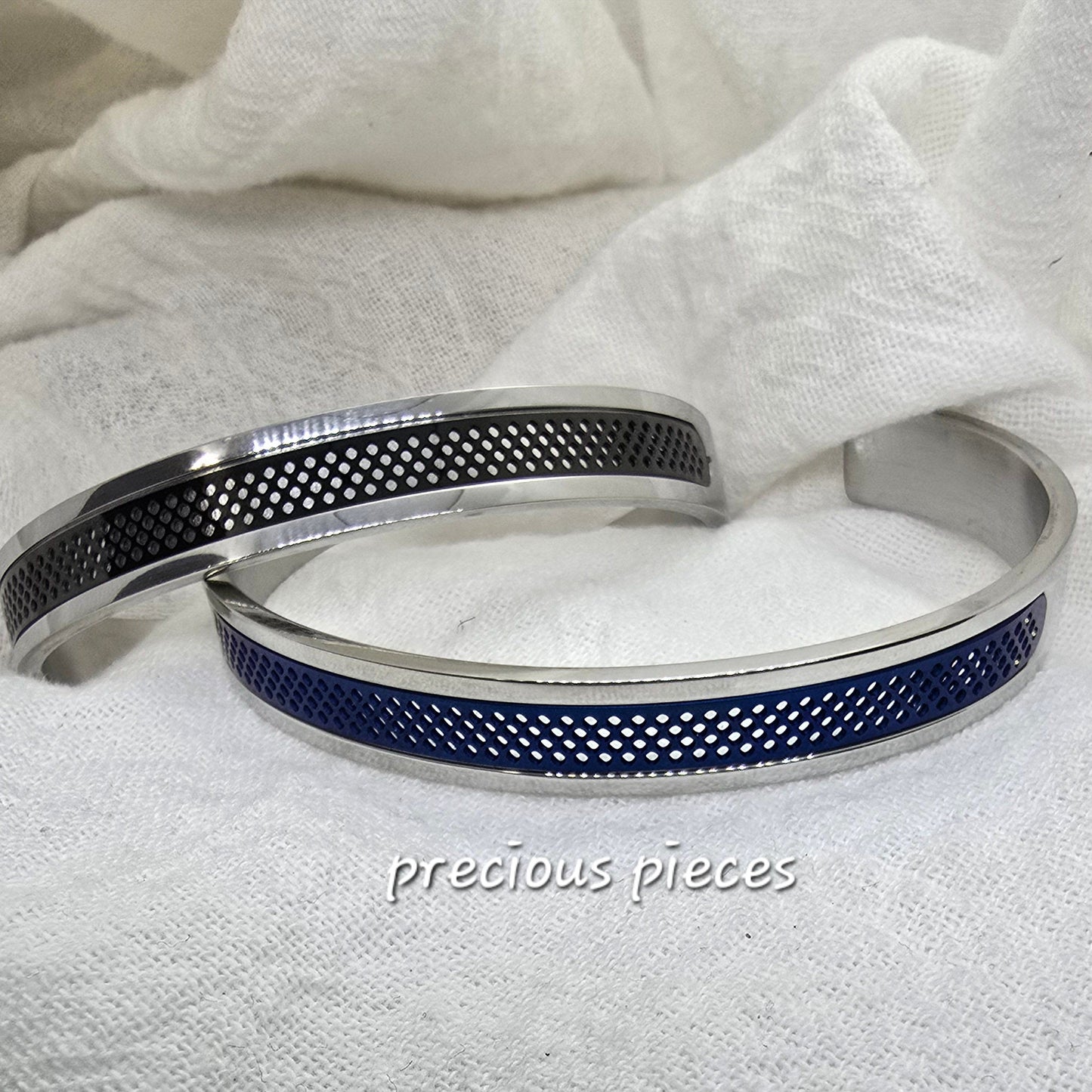 Men's Stainless Steel Hollow Open Bangle Bracelet (click for more options)