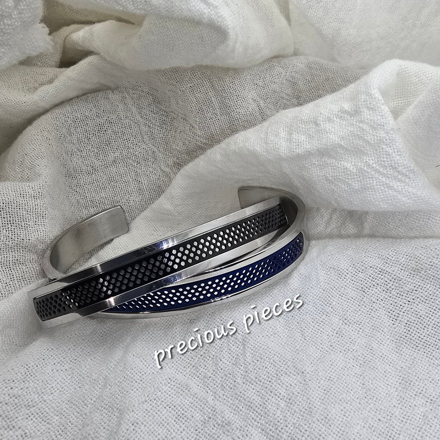 Men's Stainless Steel Hollow Open Bangle Bracelet (click for more options)