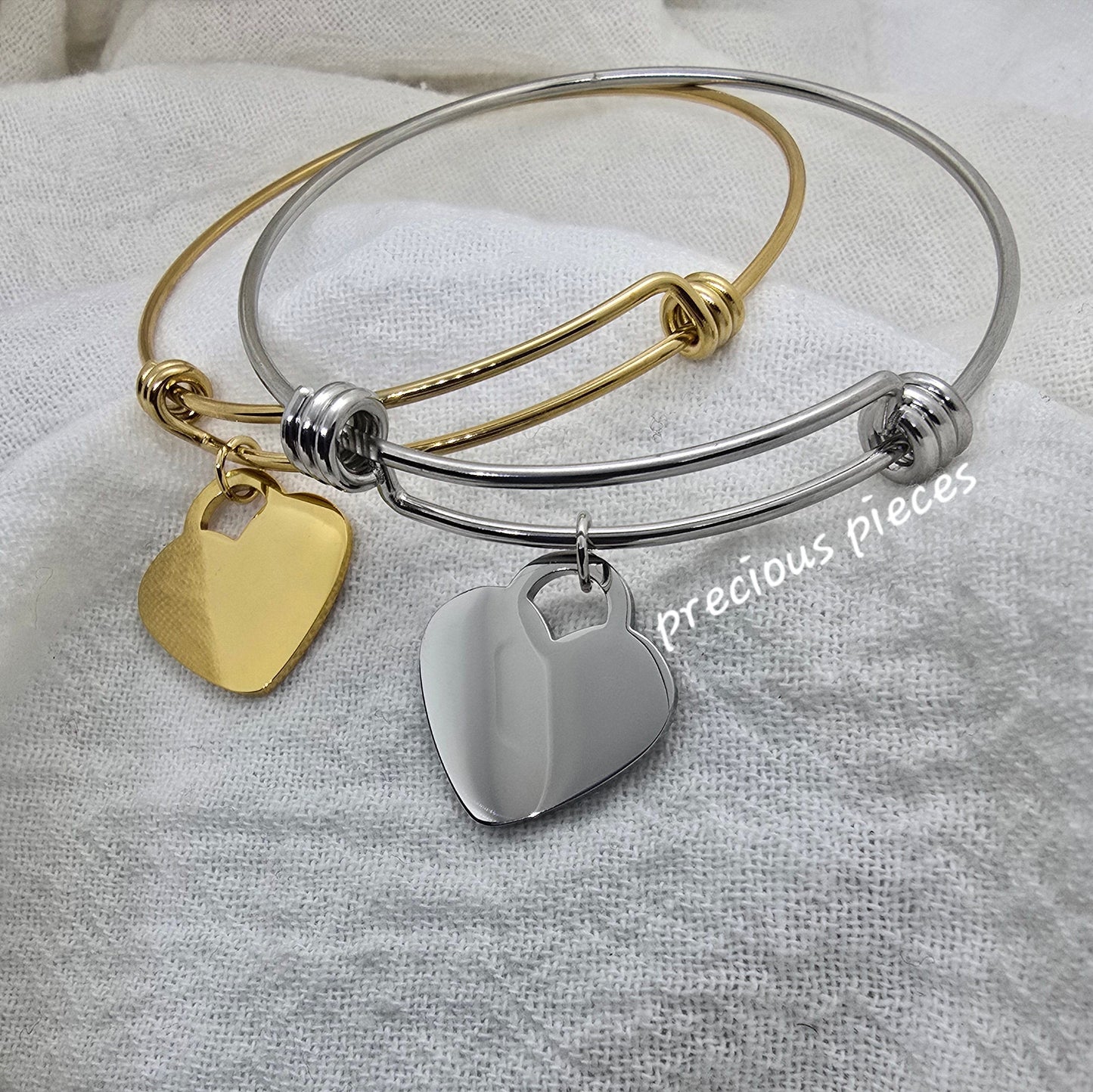 Stainless Steel Heart Bangle Bracelet