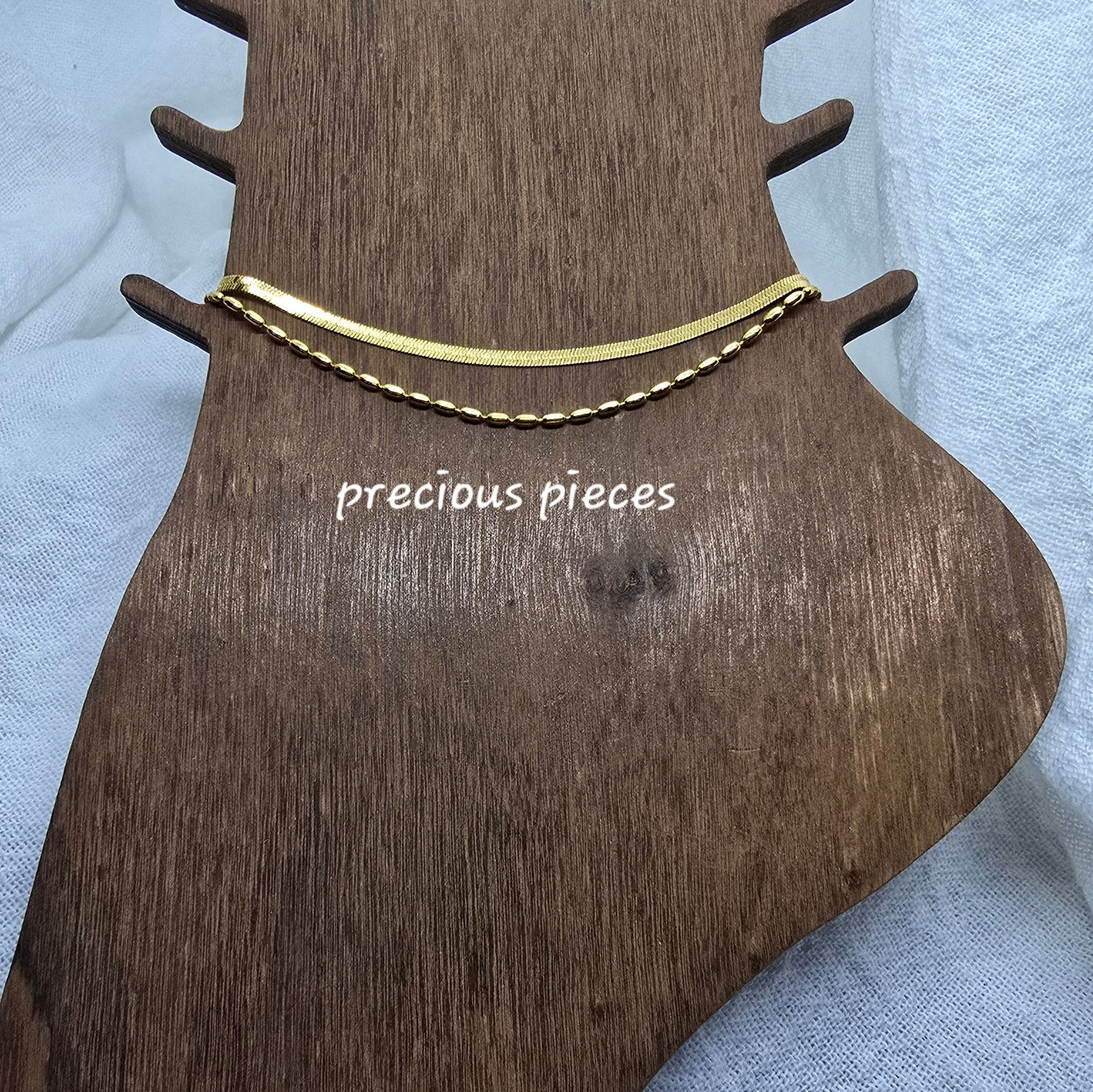 Layered Herringbone Anklet