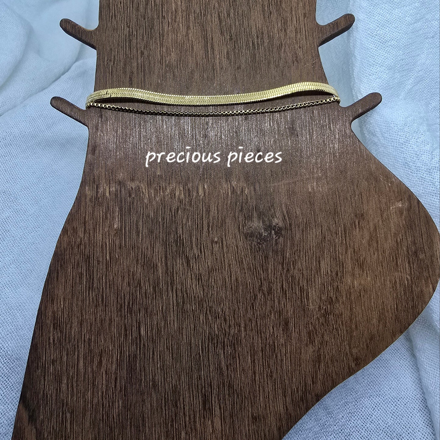 Layered Chain and Herringbone Anklet