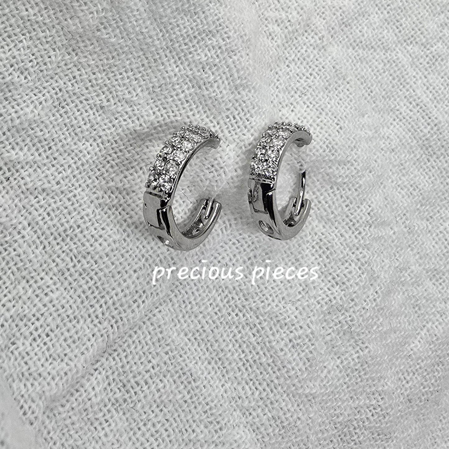 Small Pavé Huggie Hoop Earrings Two (click for more options)