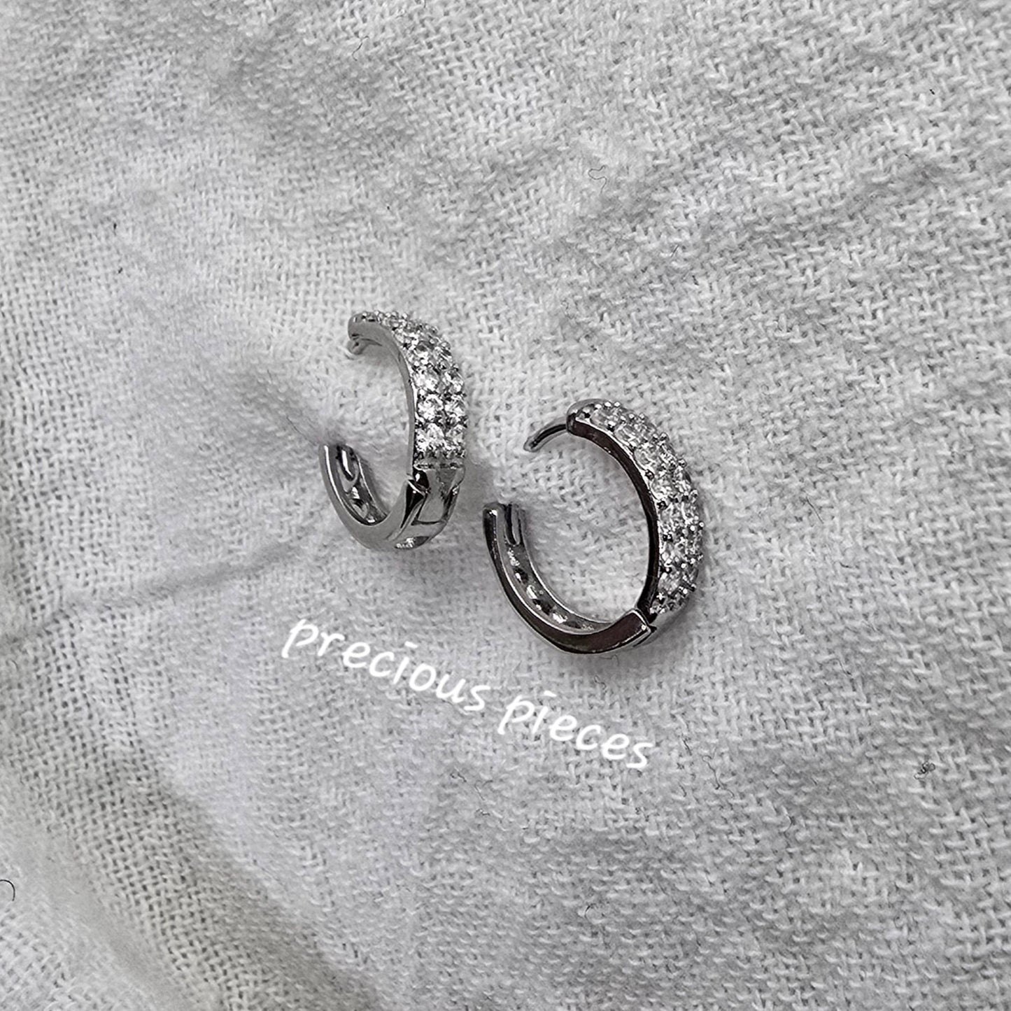 Small Pavé Huggie Hoop Earrings Two (click for more options)