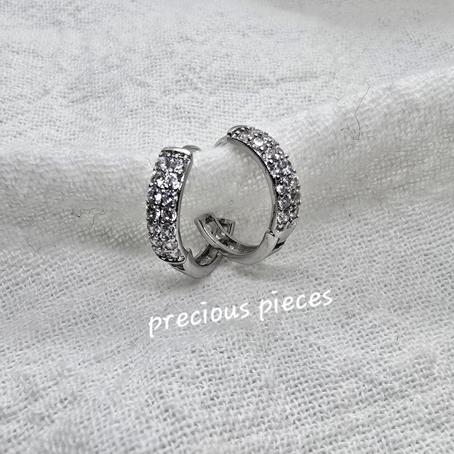 Small Pavé Huggie Hoop Earrings Two (click for more options)