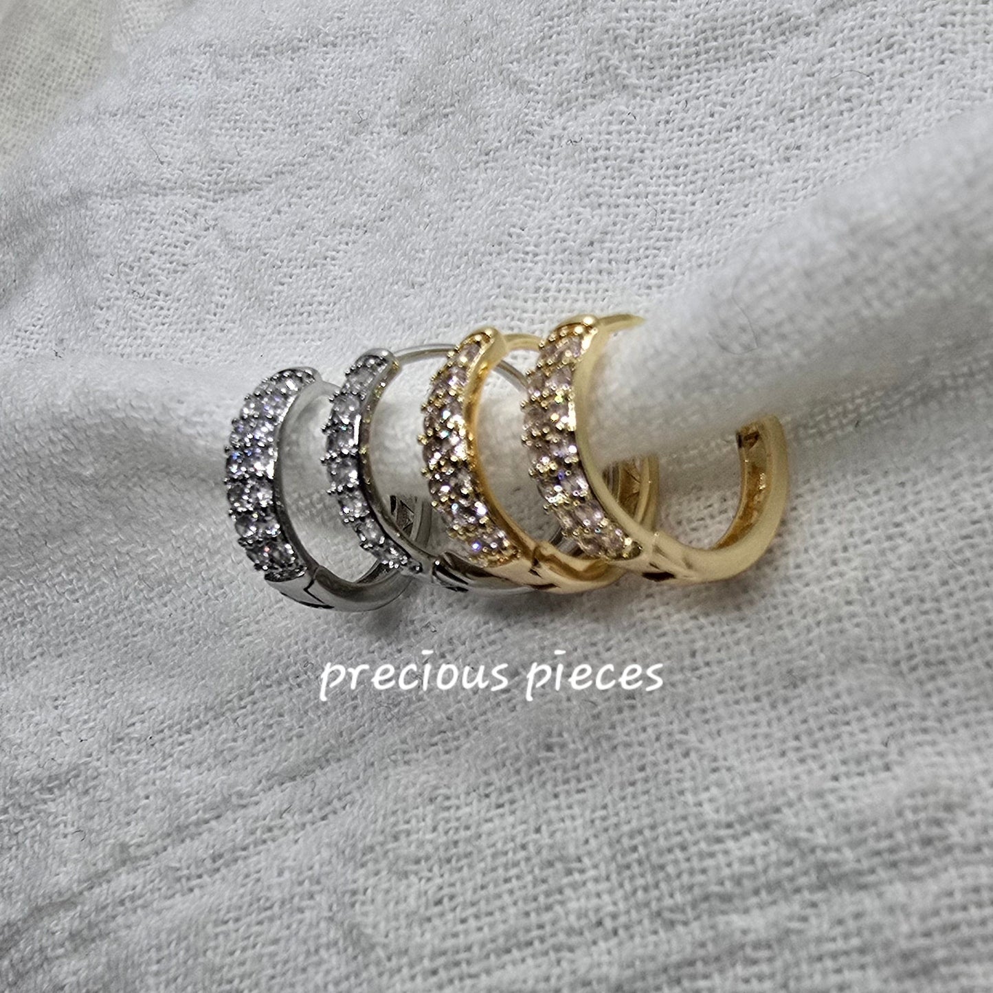 Small Pavé Huggie Hoop Earrings Two (click for more options)