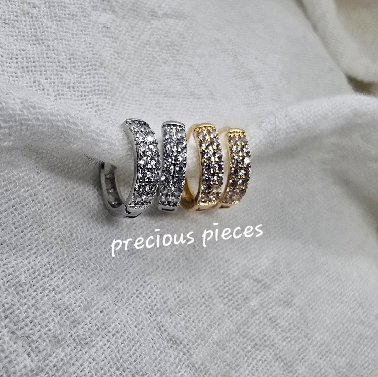 Small Pavé Huggie Hoop Earrings Two (click for more options)