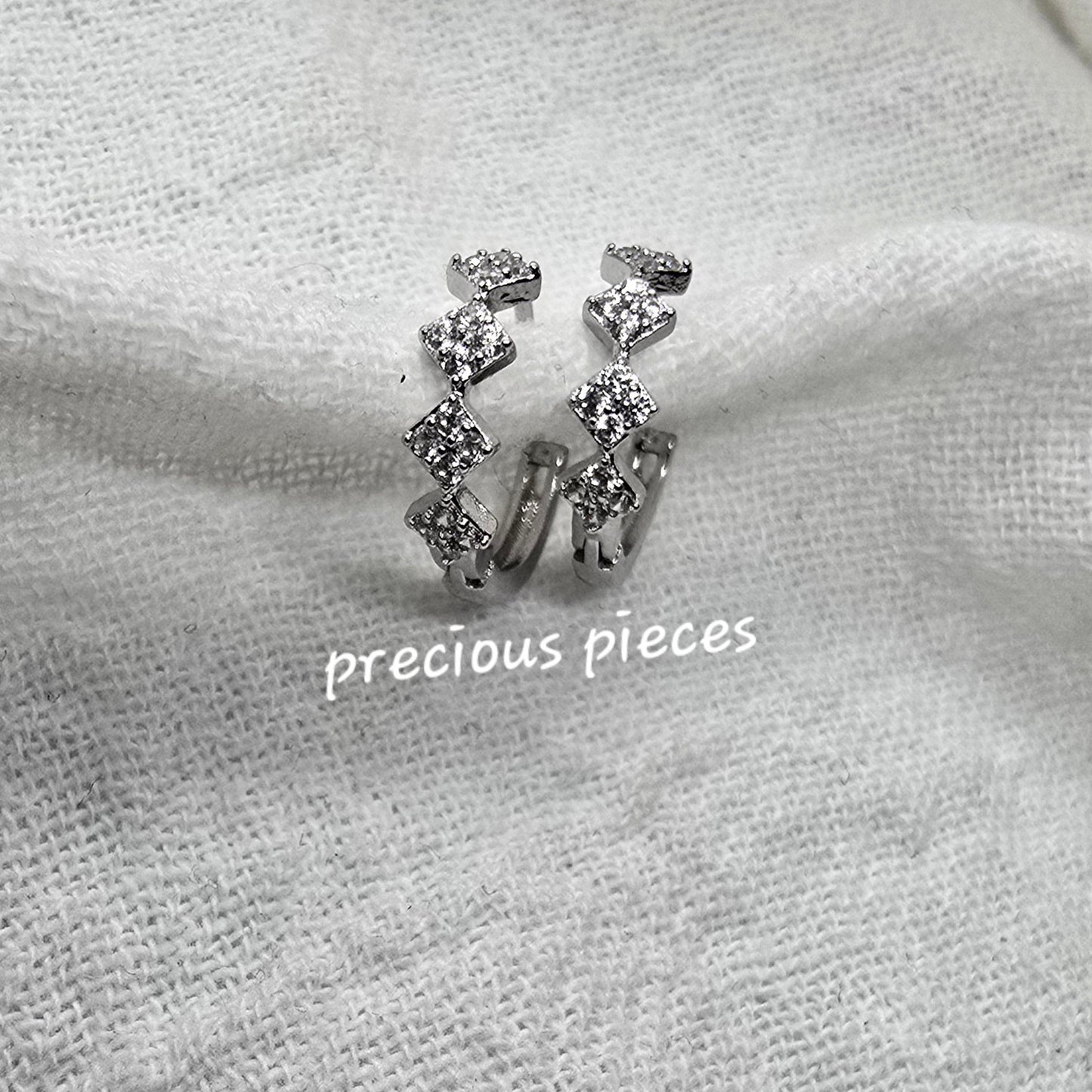 Small Diamond Shape Pavé Huggie Hoop Earrings (click for more options)