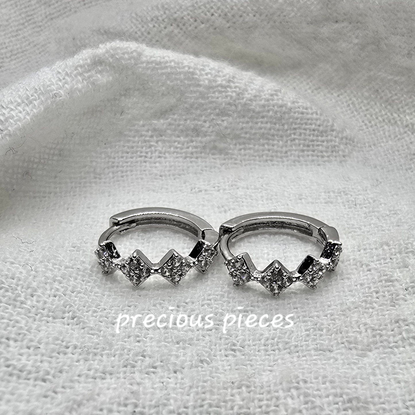 Small Diamond Shape Pavé Huggie Hoop Earrings (click for more options)