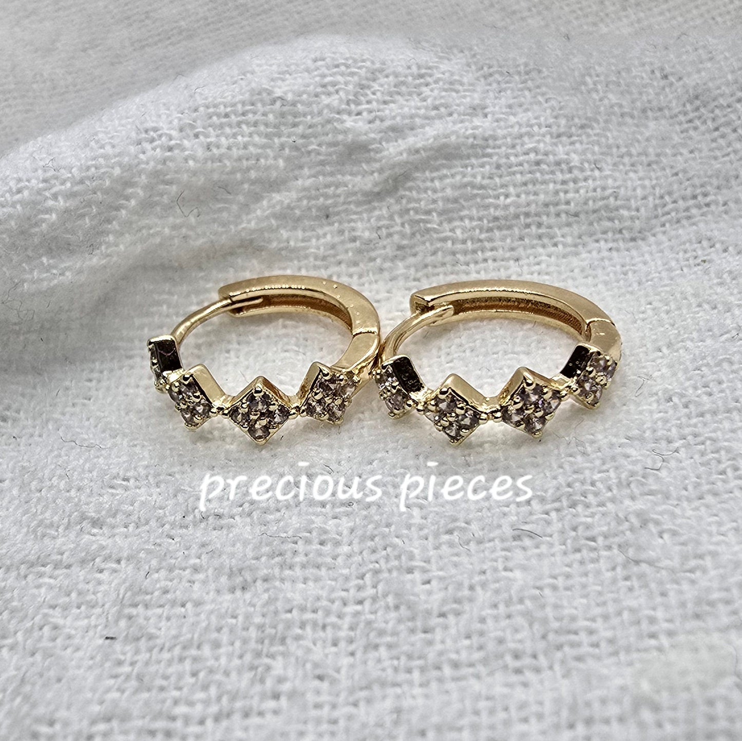 Small Diamond Shape Pavé Huggie Hoop Earrings (click for more options)