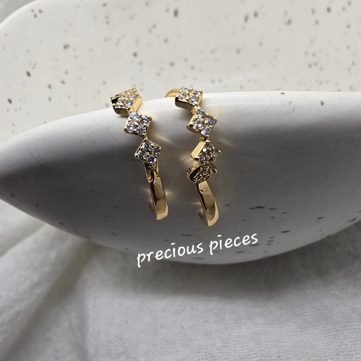 Small Diamond Shape Pavé Huggie Hoop Earrings (click for more options)