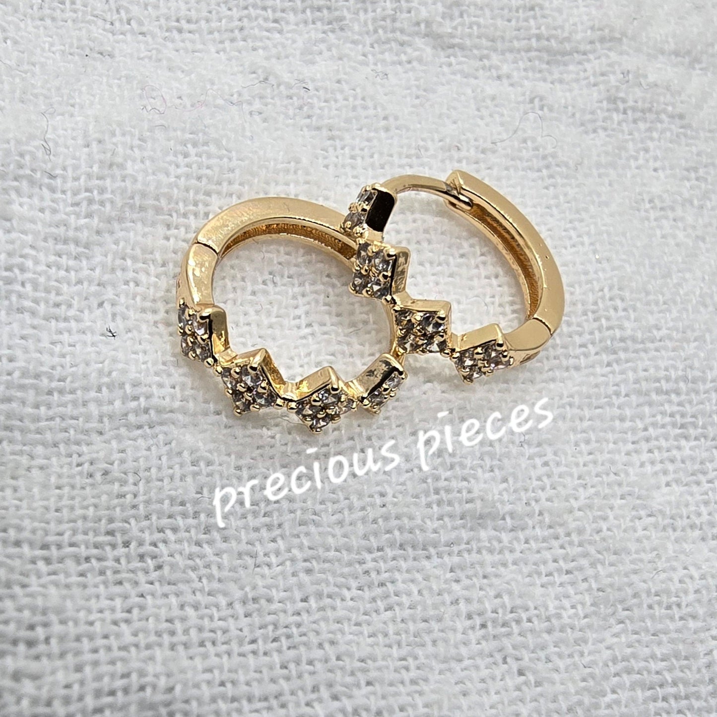 Small Diamond Shape Pavé Huggie Hoop Earrings (click for more options)