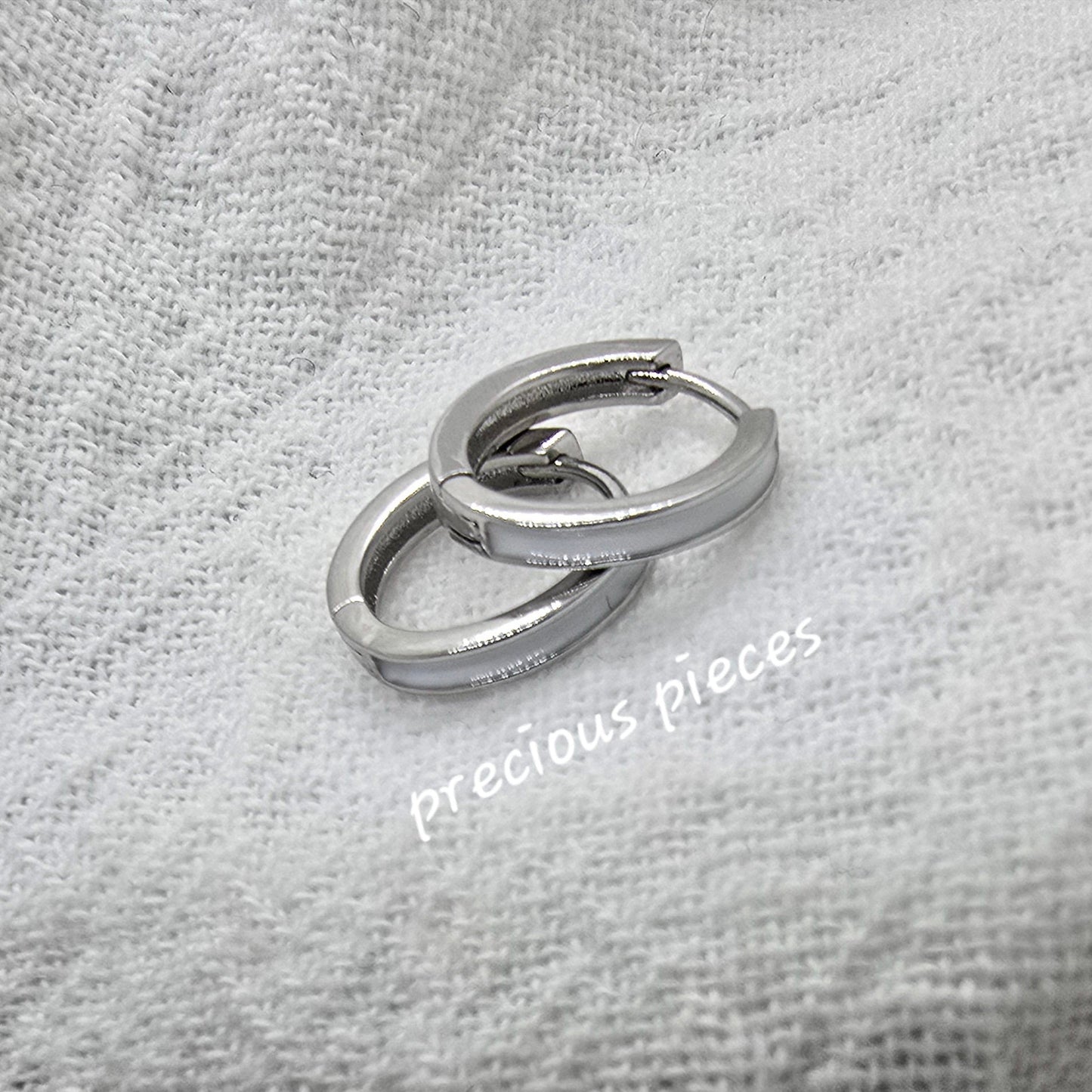 White Enamel Huggie Hoop Earrings (click for more options)