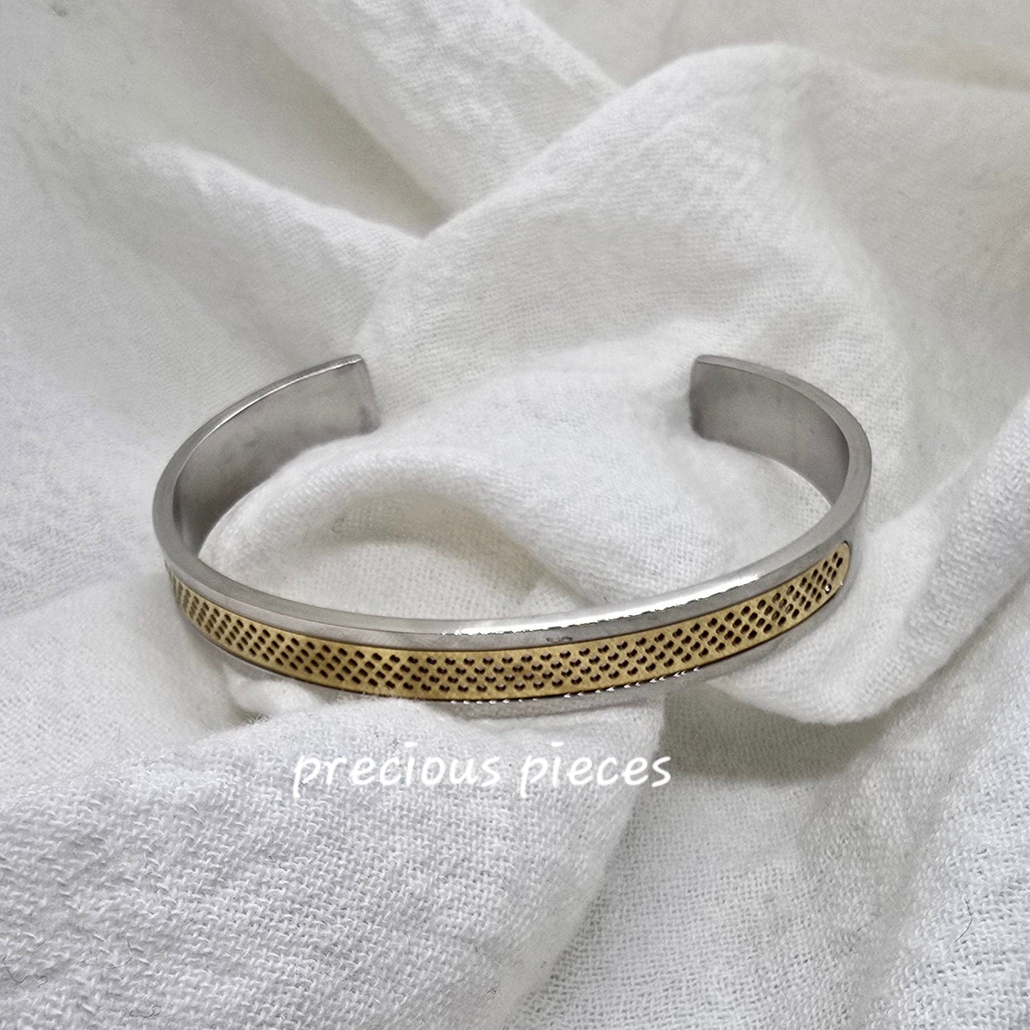 Men's Stainless Steel Hollow Open Bangle Bracelet (click for more options)