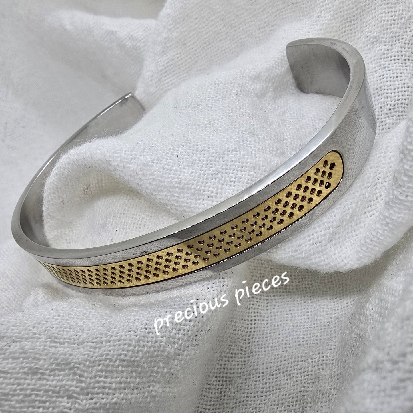 Men's Stainless Steel Hollow Open Bangle Bracelet (click for more options)