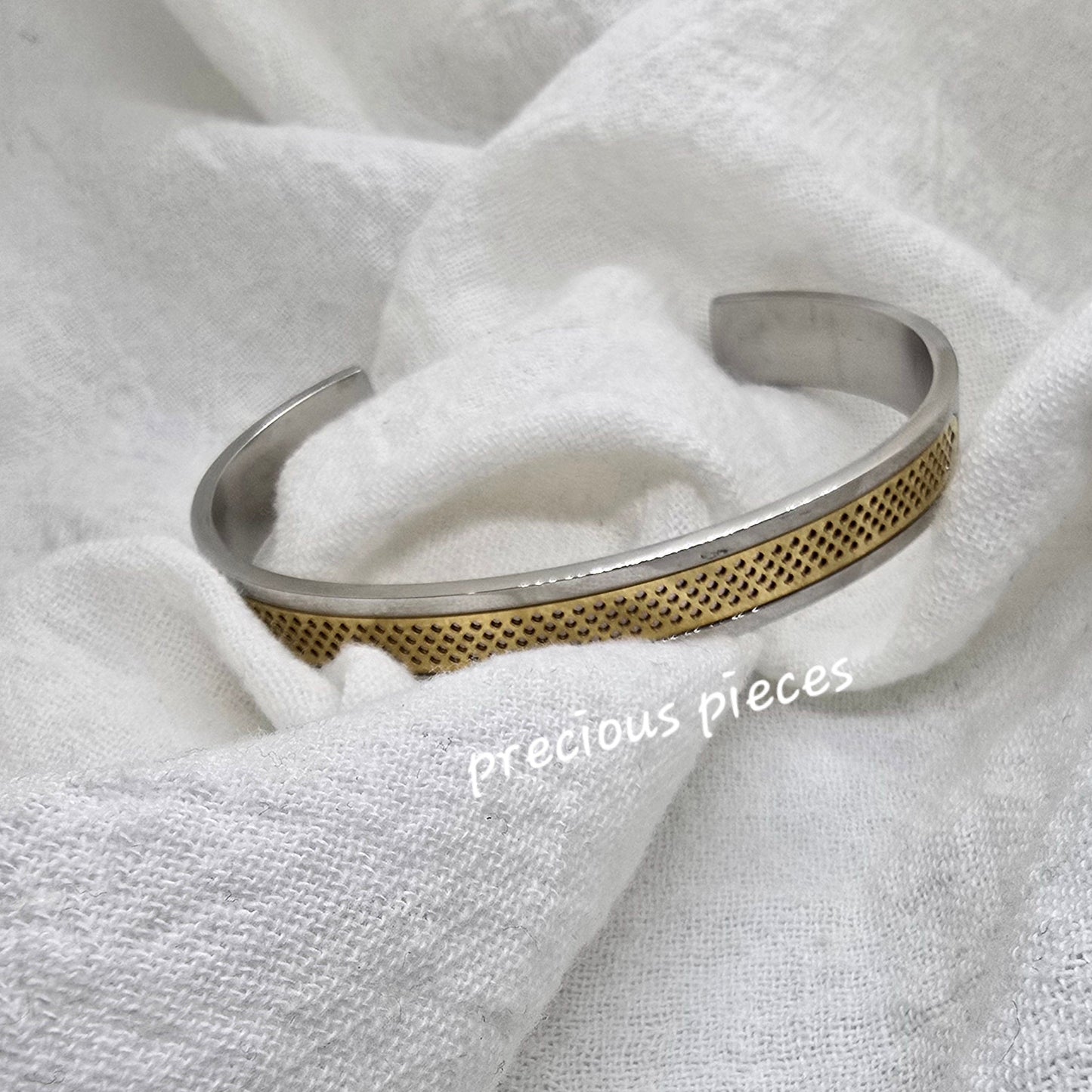 Men's Stainless Steel Hollow Open Bangle Bracelet (click for more options)