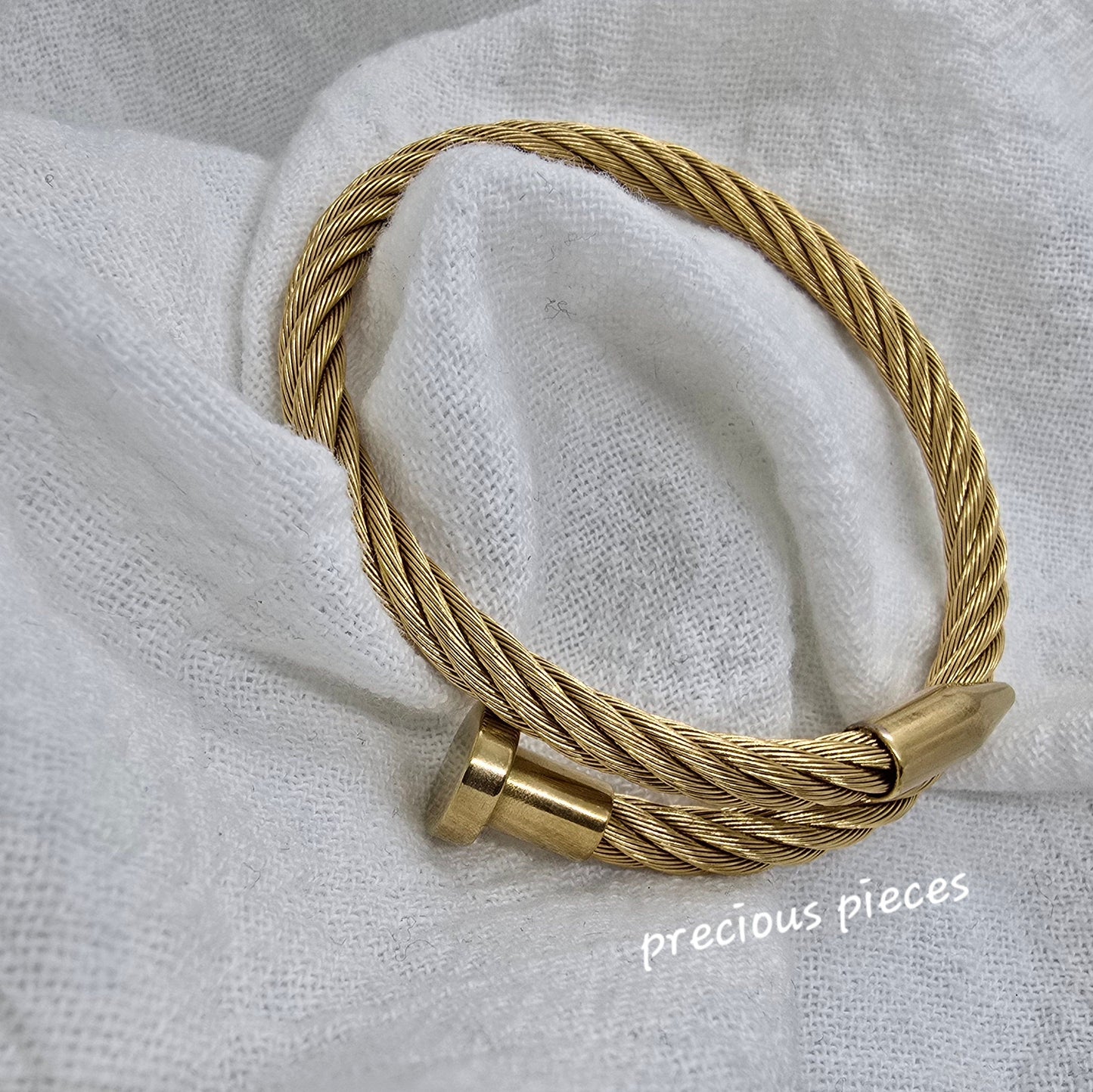 Nail Style Stainless Steel Open Bracelet