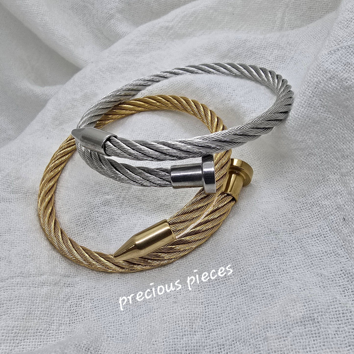 Nail Style Stainless Steel Open Bracelet