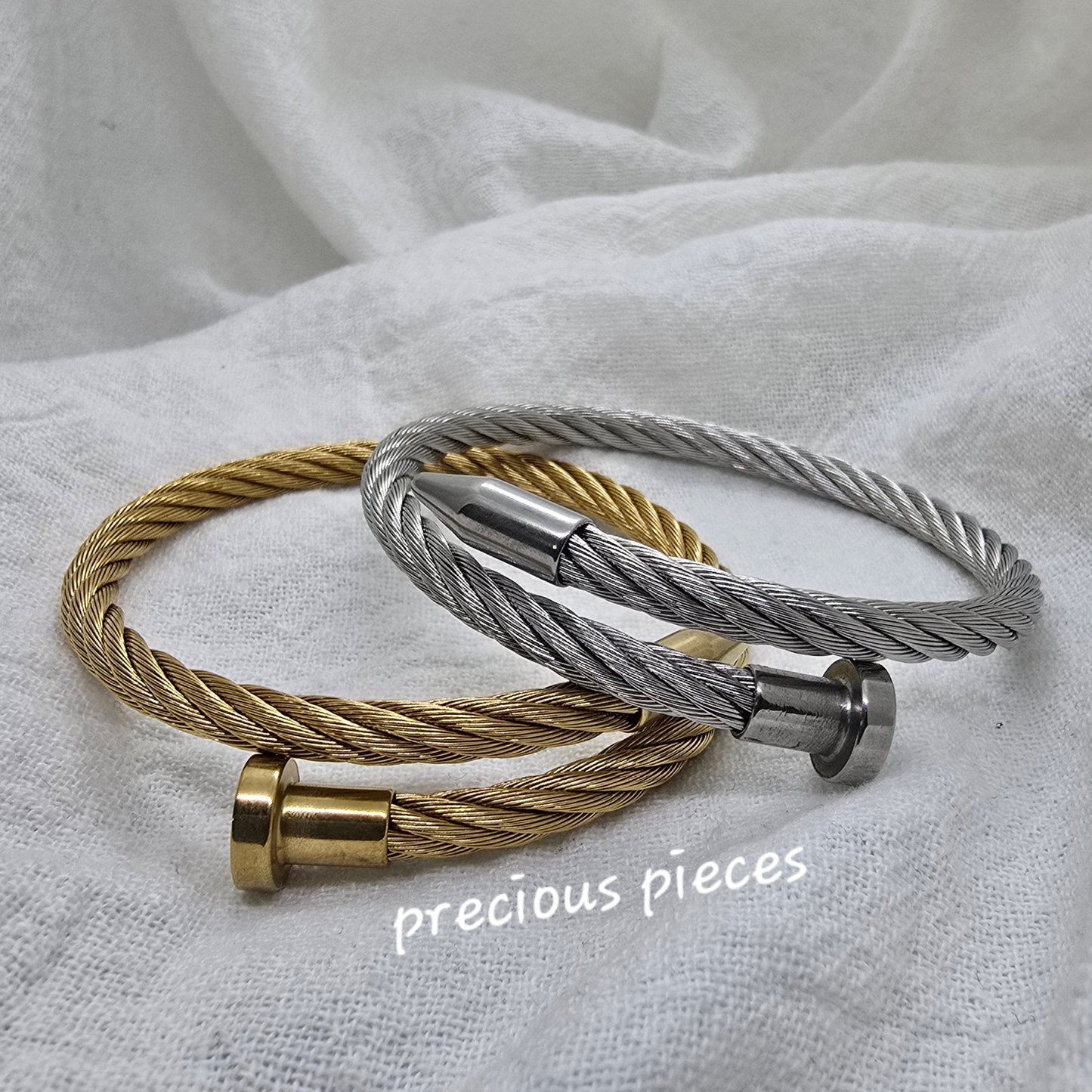 Nail Style Stainless Steel Open Bracelet