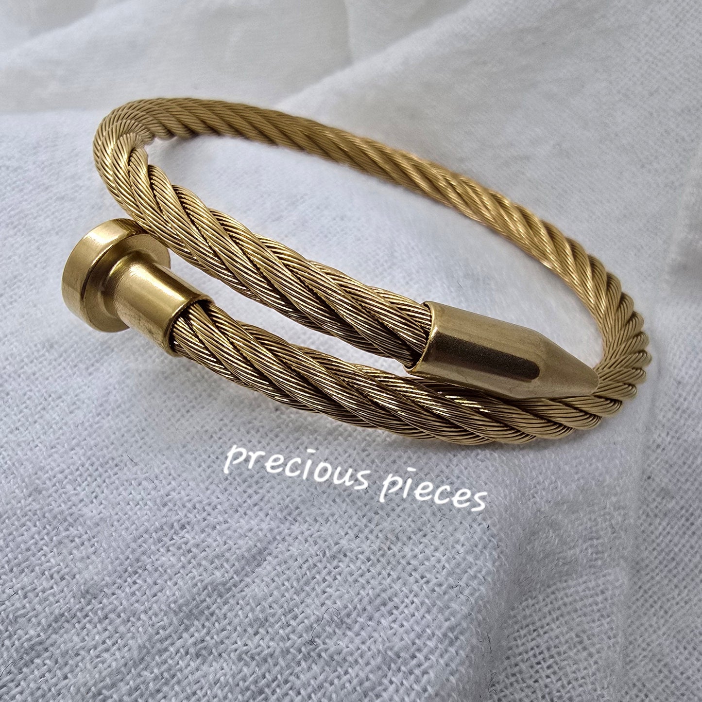 Nail Style Stainless Steel Open Bracelet