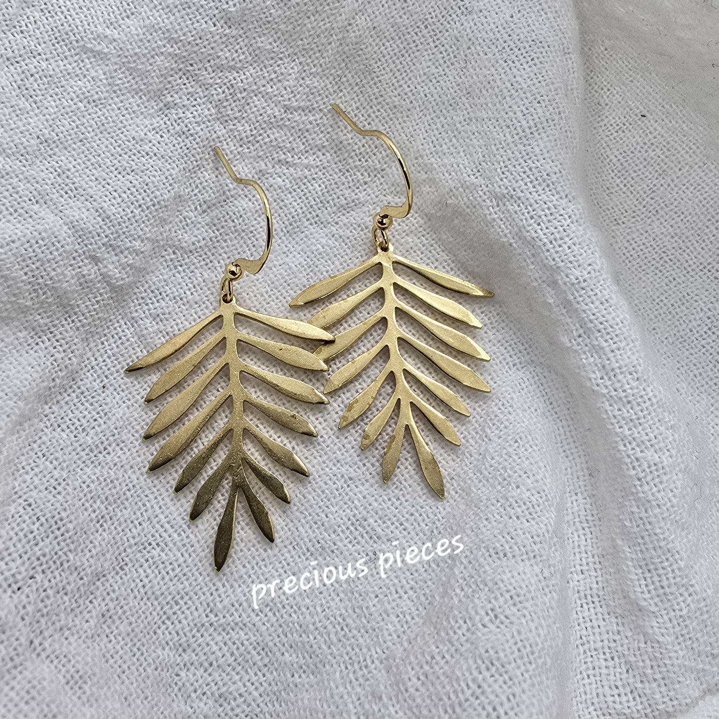 Brass Fern Leaf Earrings