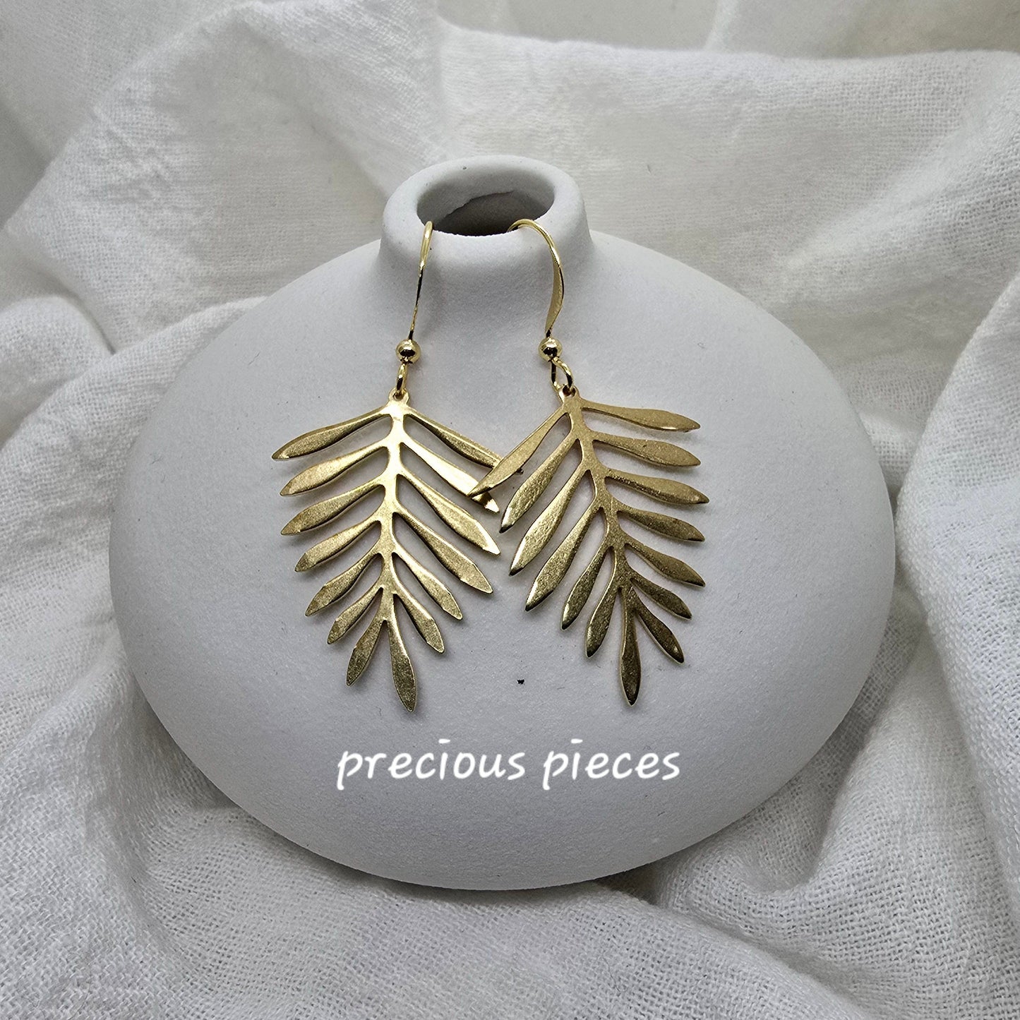 Brass Fern Leaf Earrings
