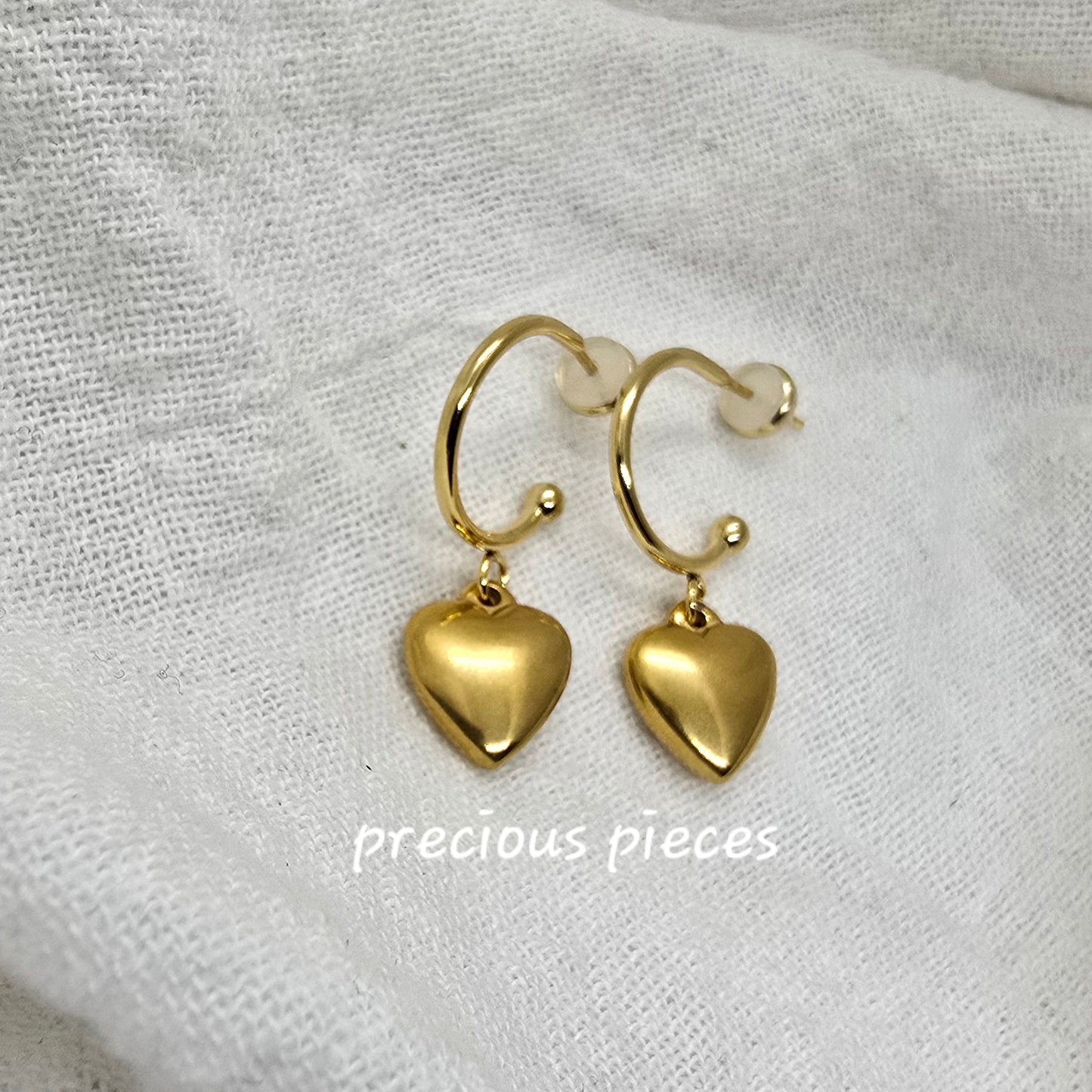 Puffy Heart Hoop Earrings