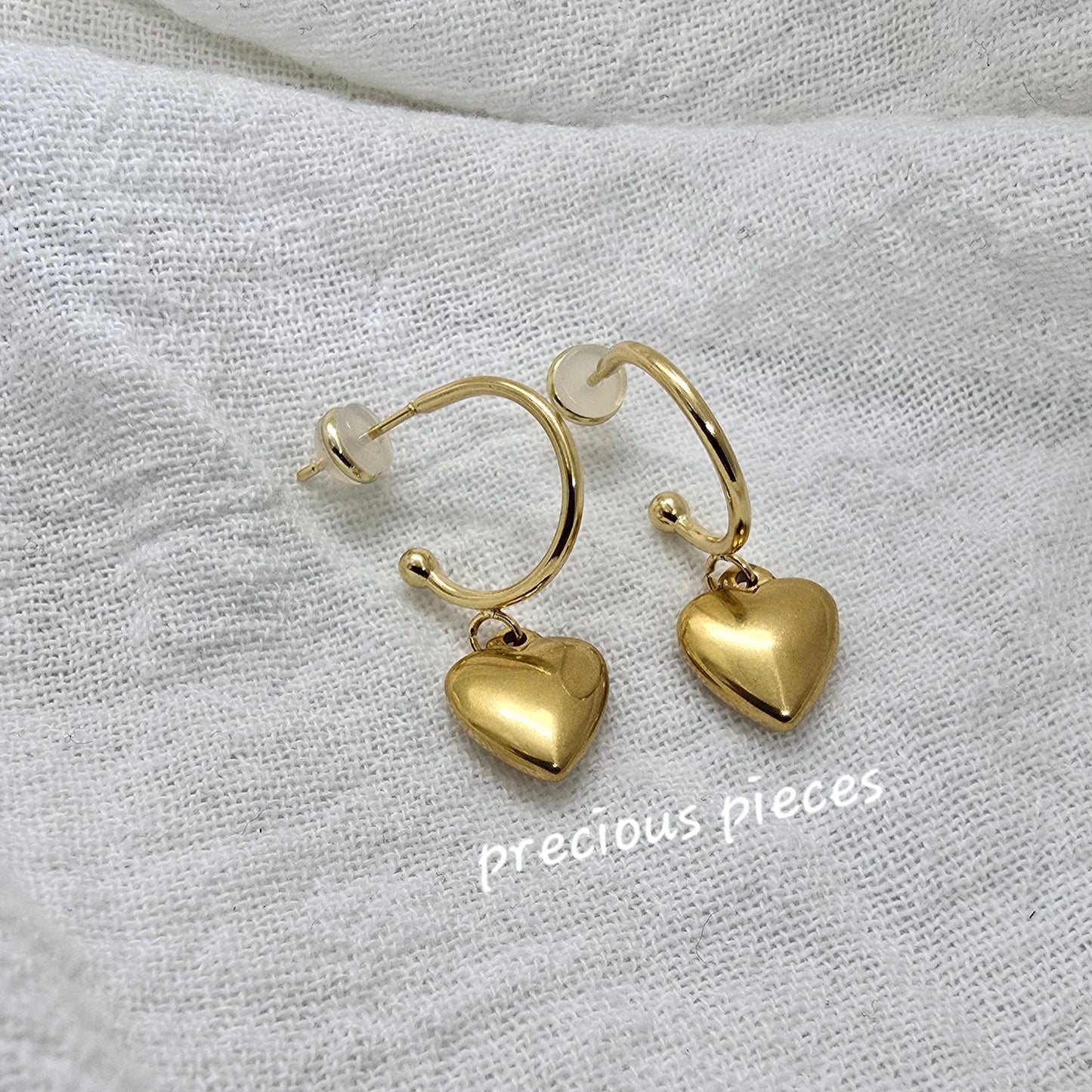 Puffy Heart Hoop Earrings