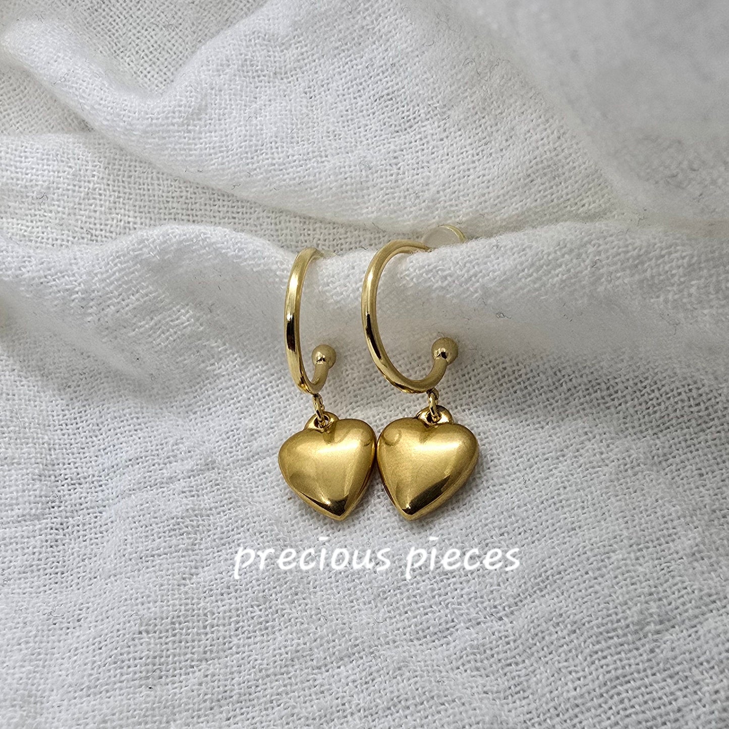 Puffy Heart Hoop Earrings
