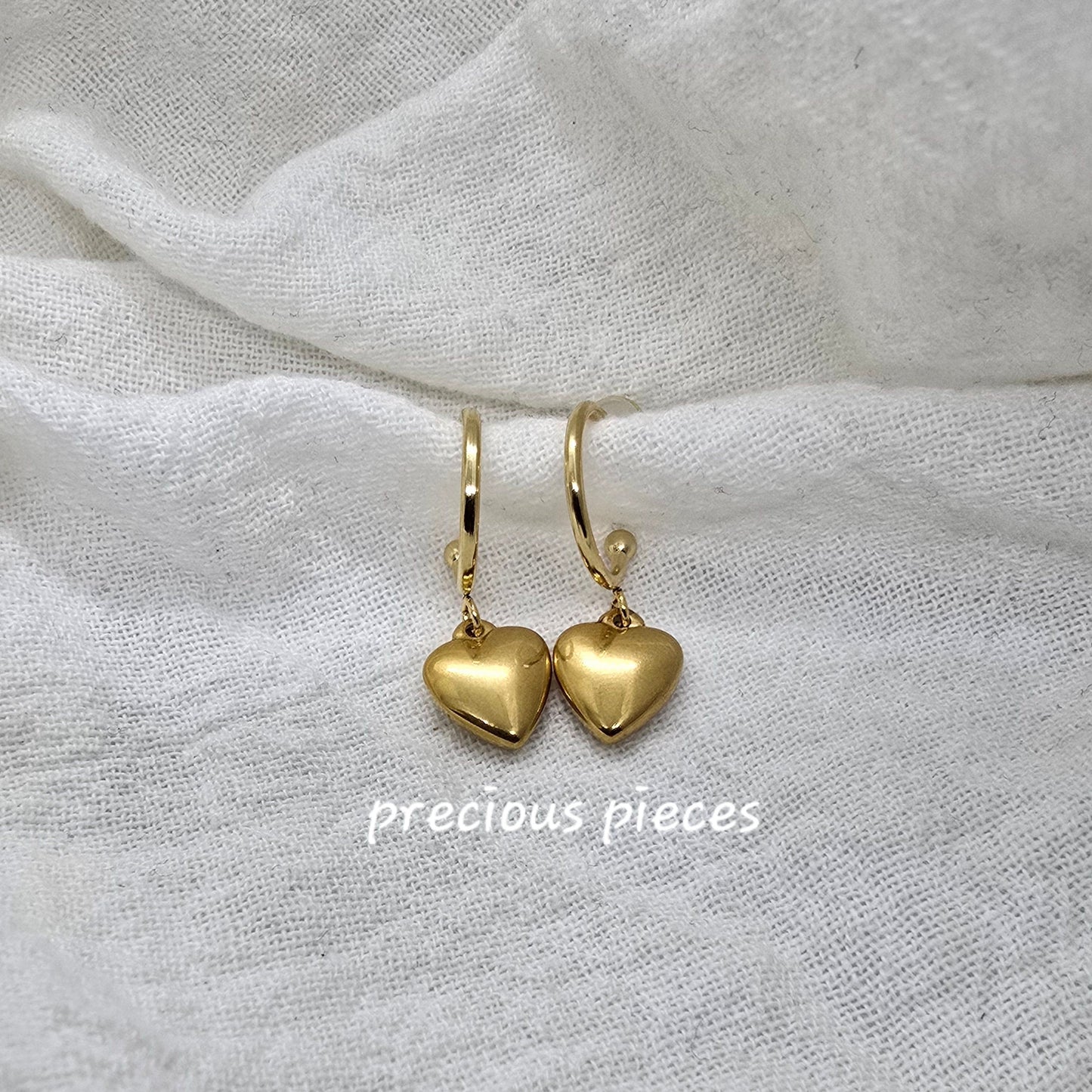 Puffy Heart Hoop Earrings