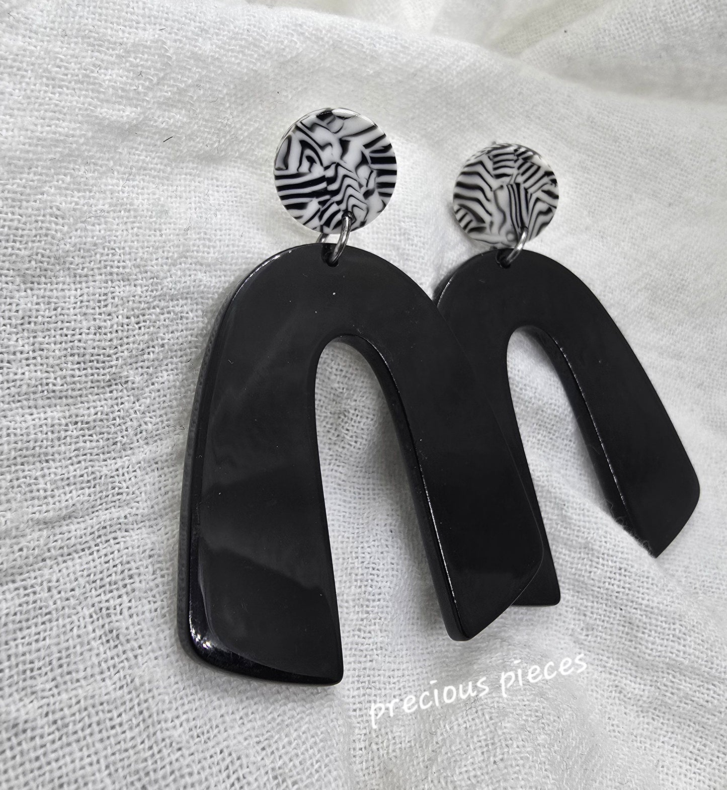 Black Acrylic Arch Shaped Earrings