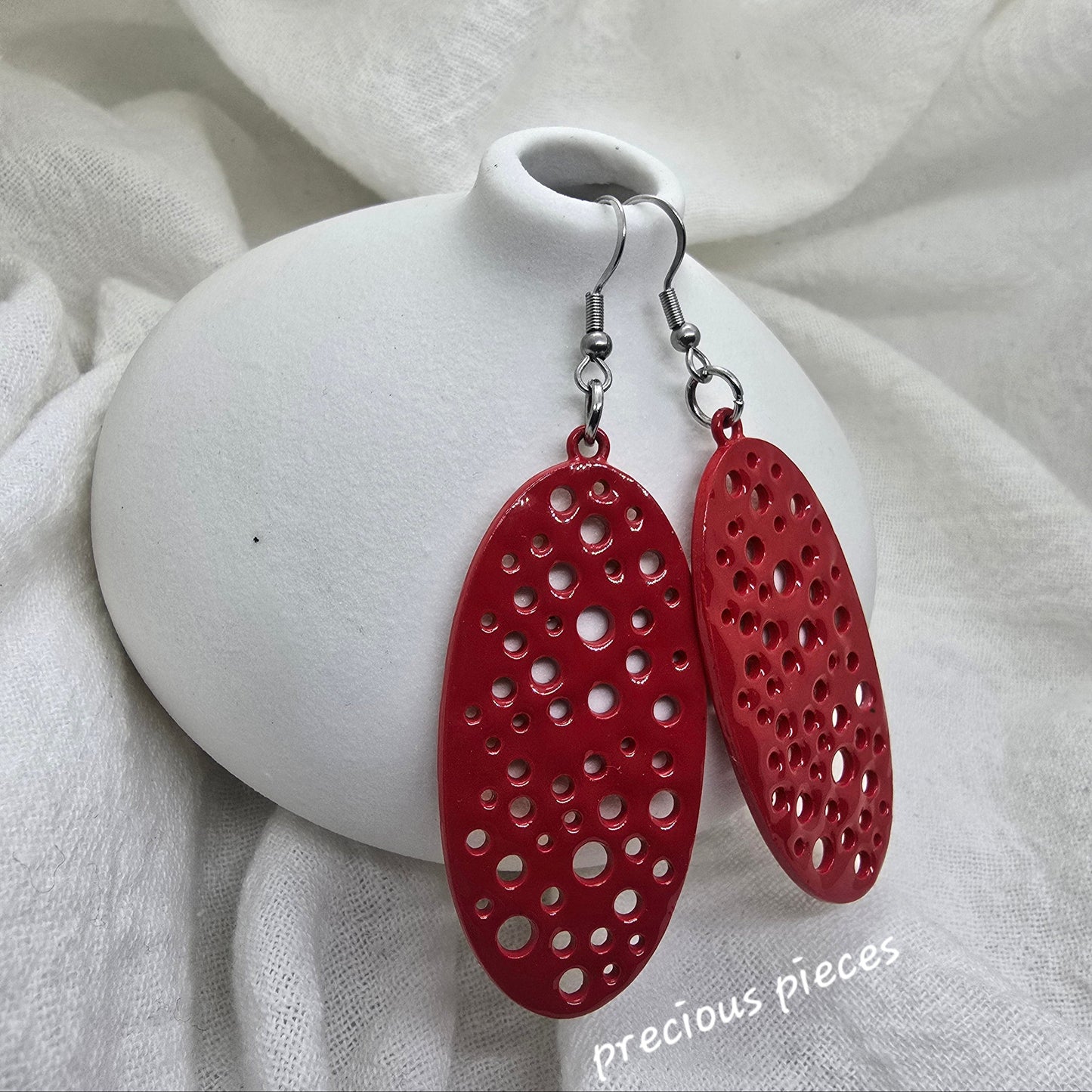 Red Oval Earrings