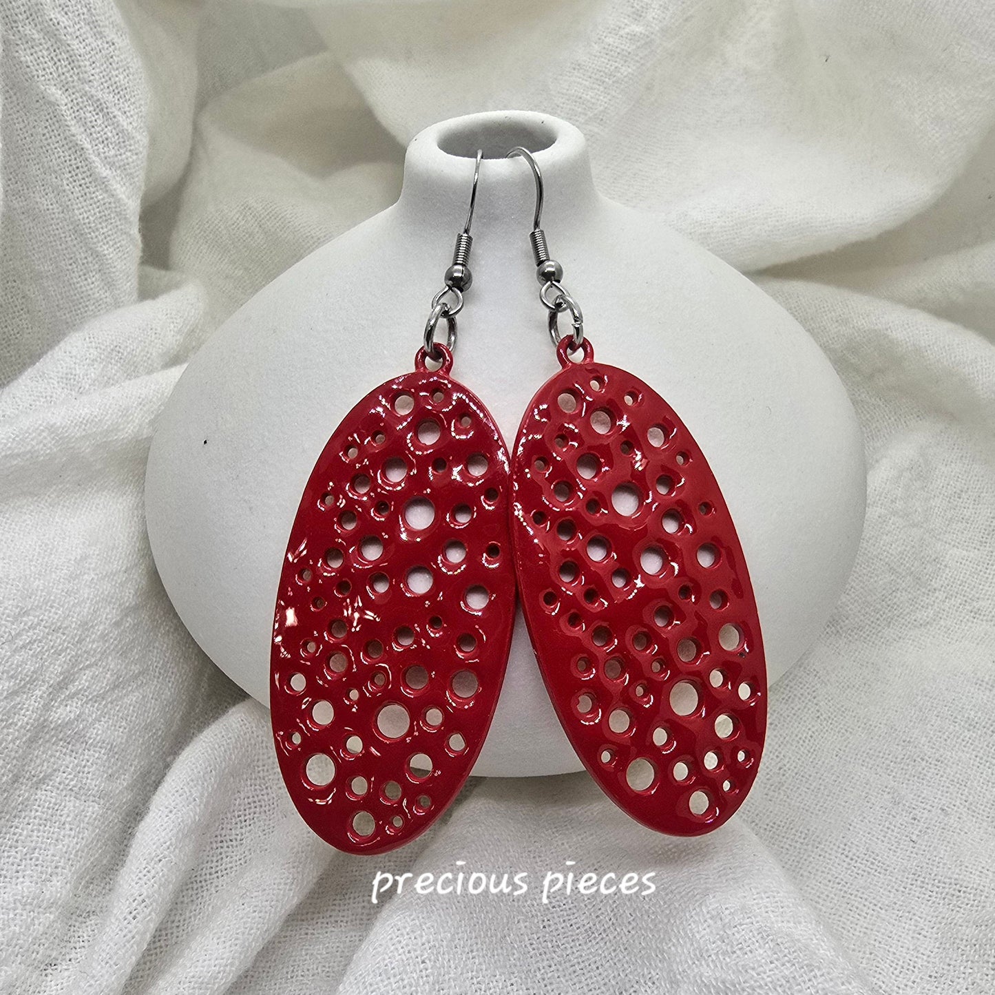 Red Oval Earrings