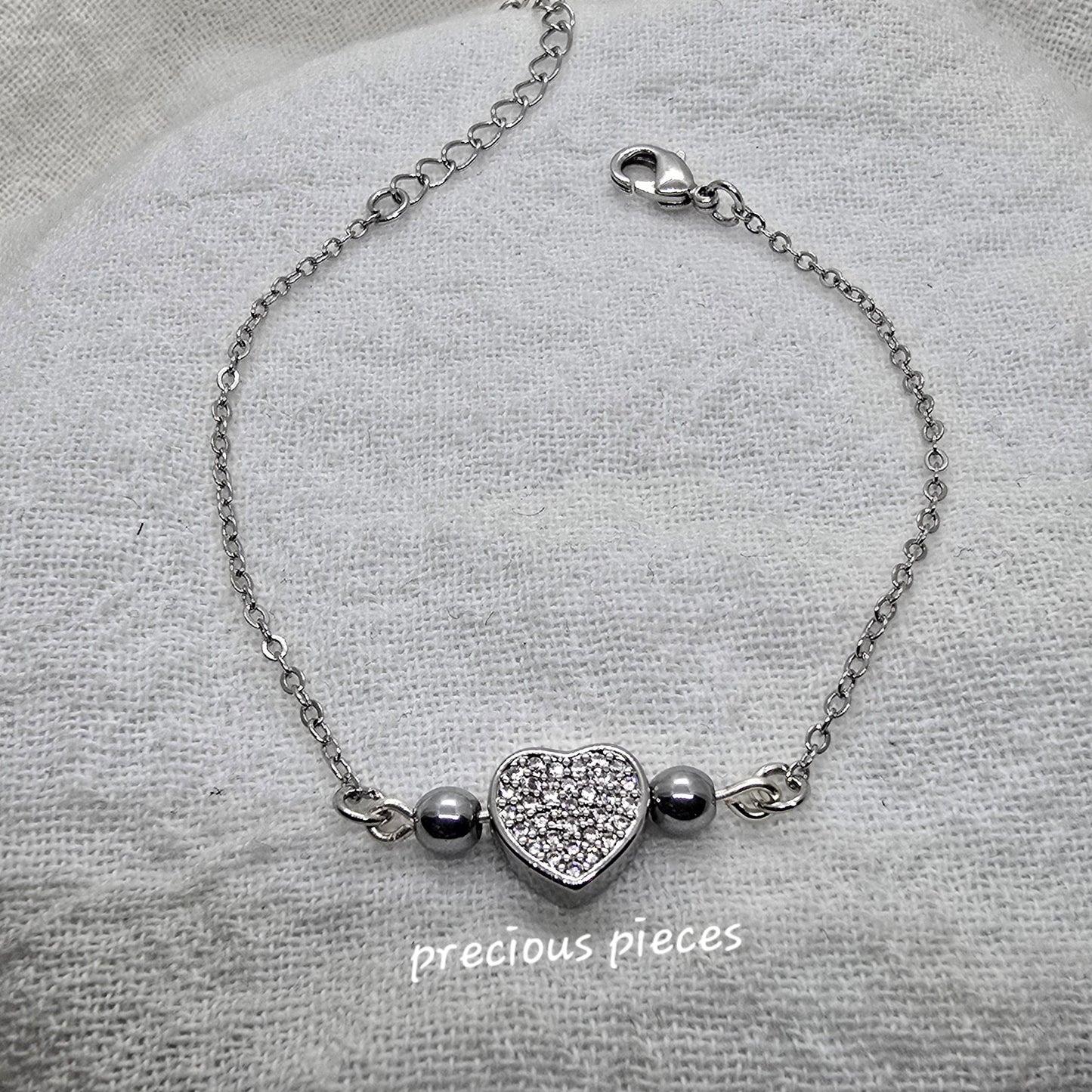 Cubic Zirconia Pavé Heart Bracelet (click for more options)