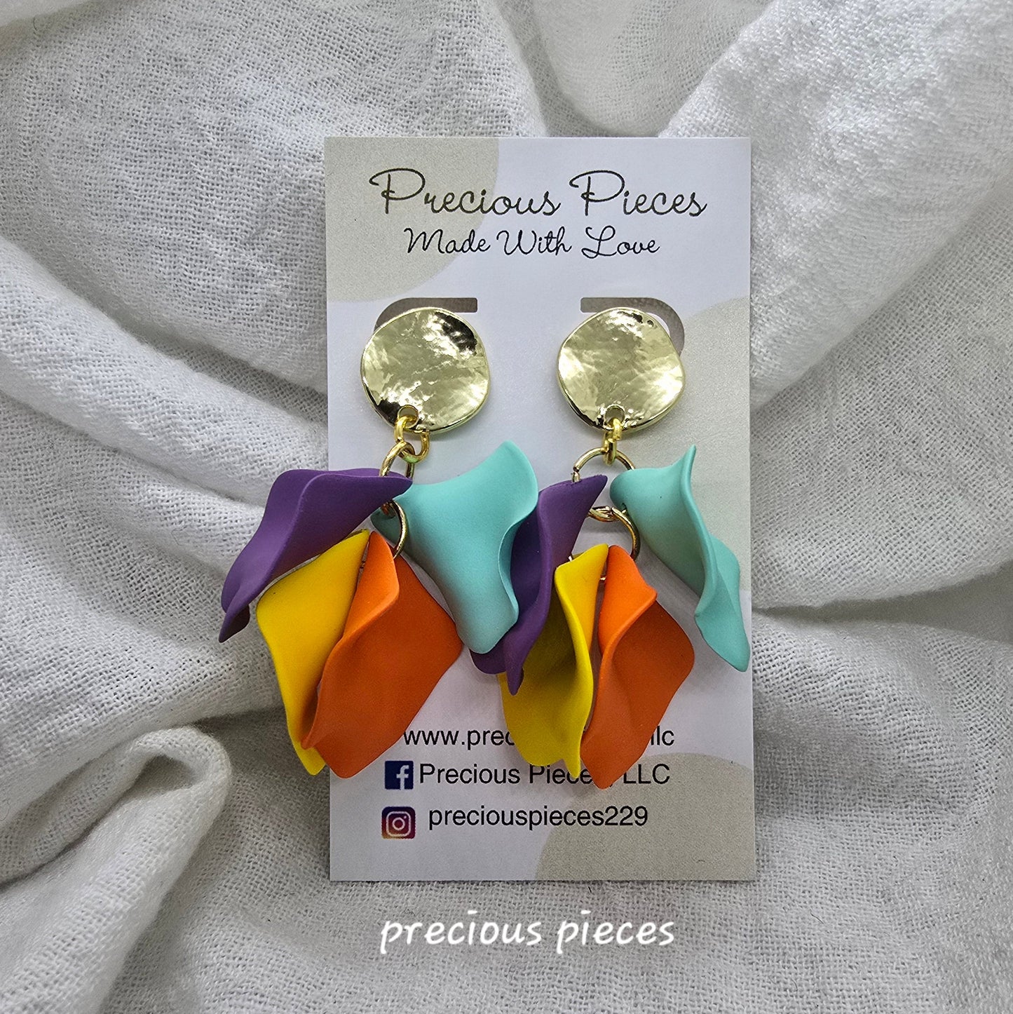 Acrylic Multicolor Flower Petal Earrings