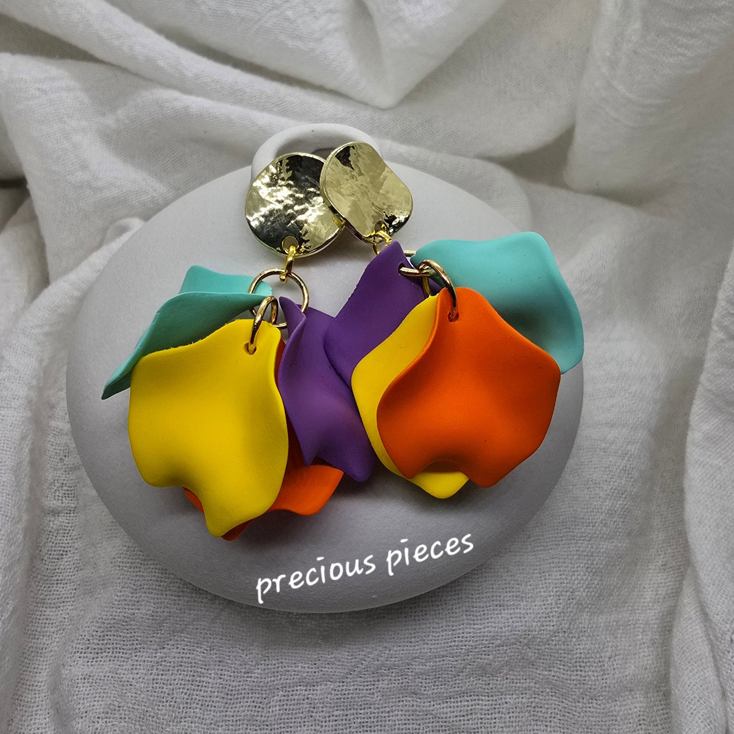 Acrylic Multicolor Flower Petal Earrings