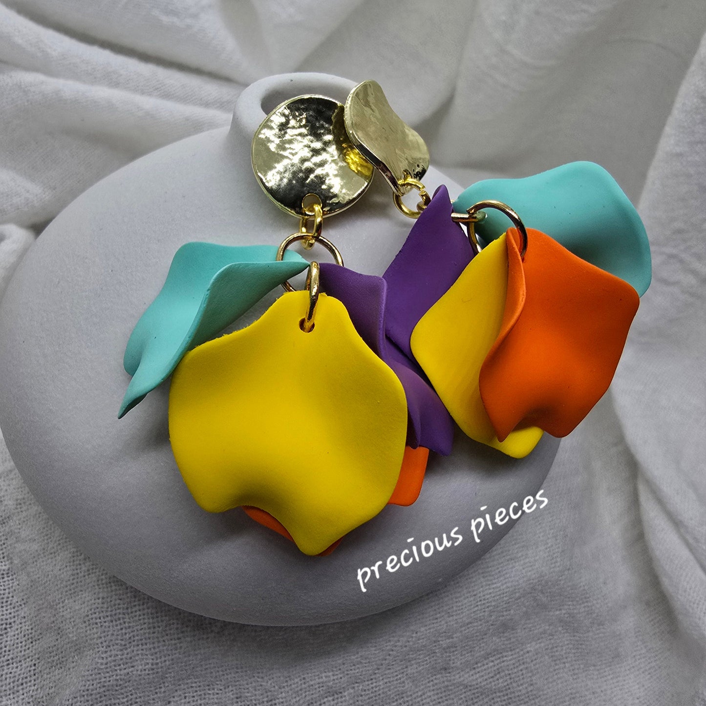 Acrylic Multicolor Flower Petal Earrings