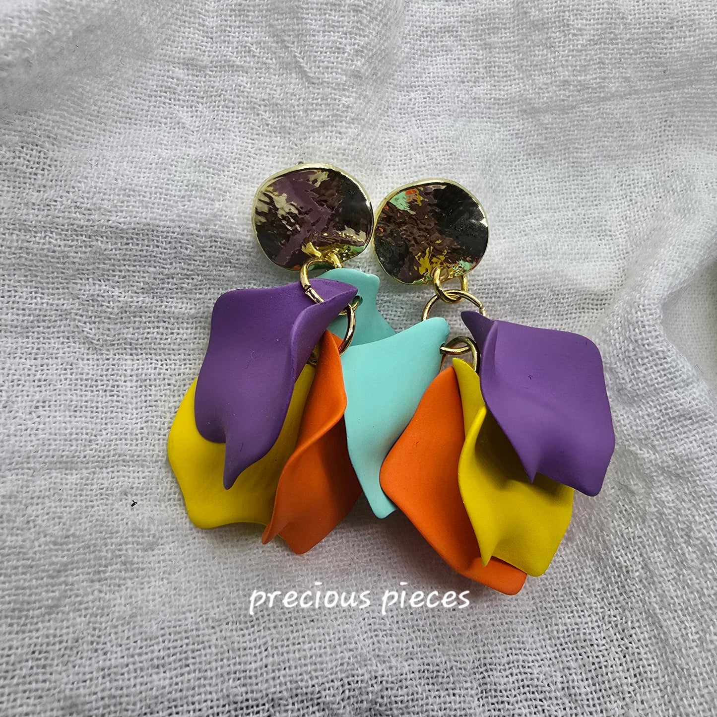 Acrylic Multicolor Flower Petal Earrings