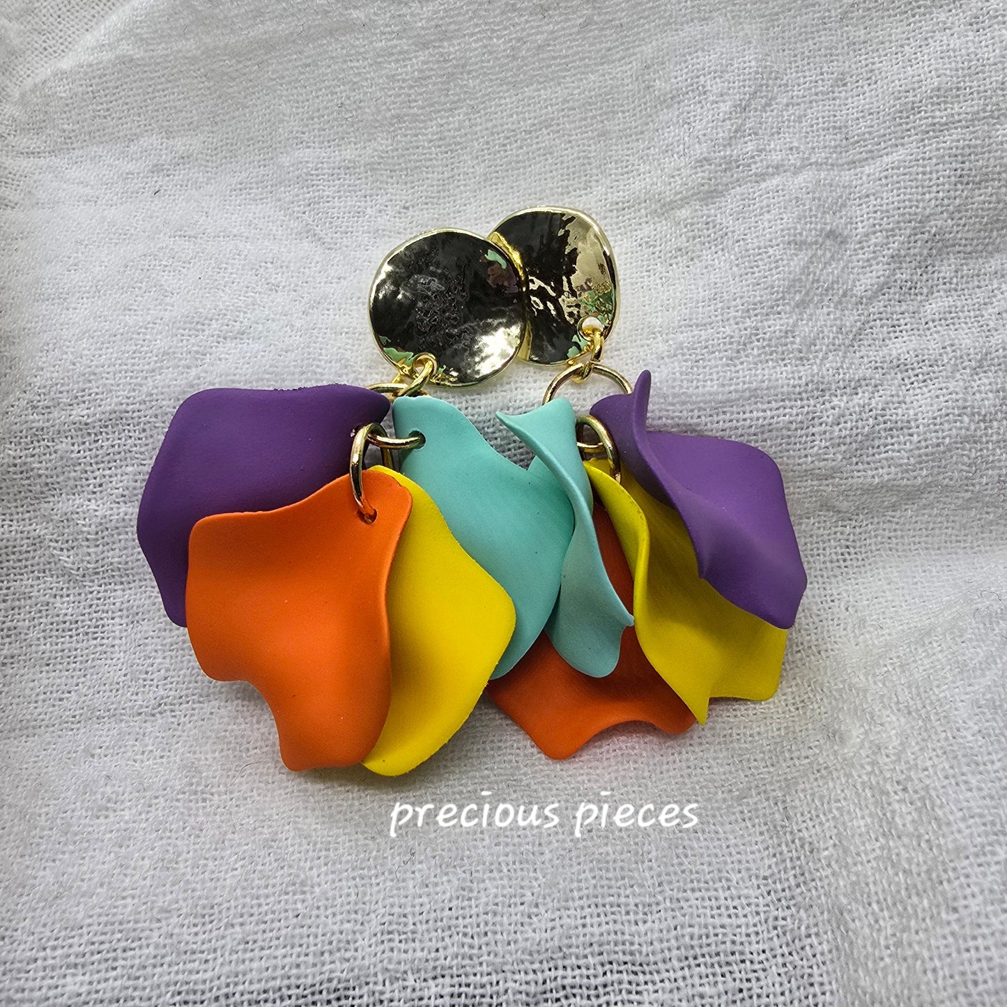 Acrylic Multicolor Flower Petal Earrings
