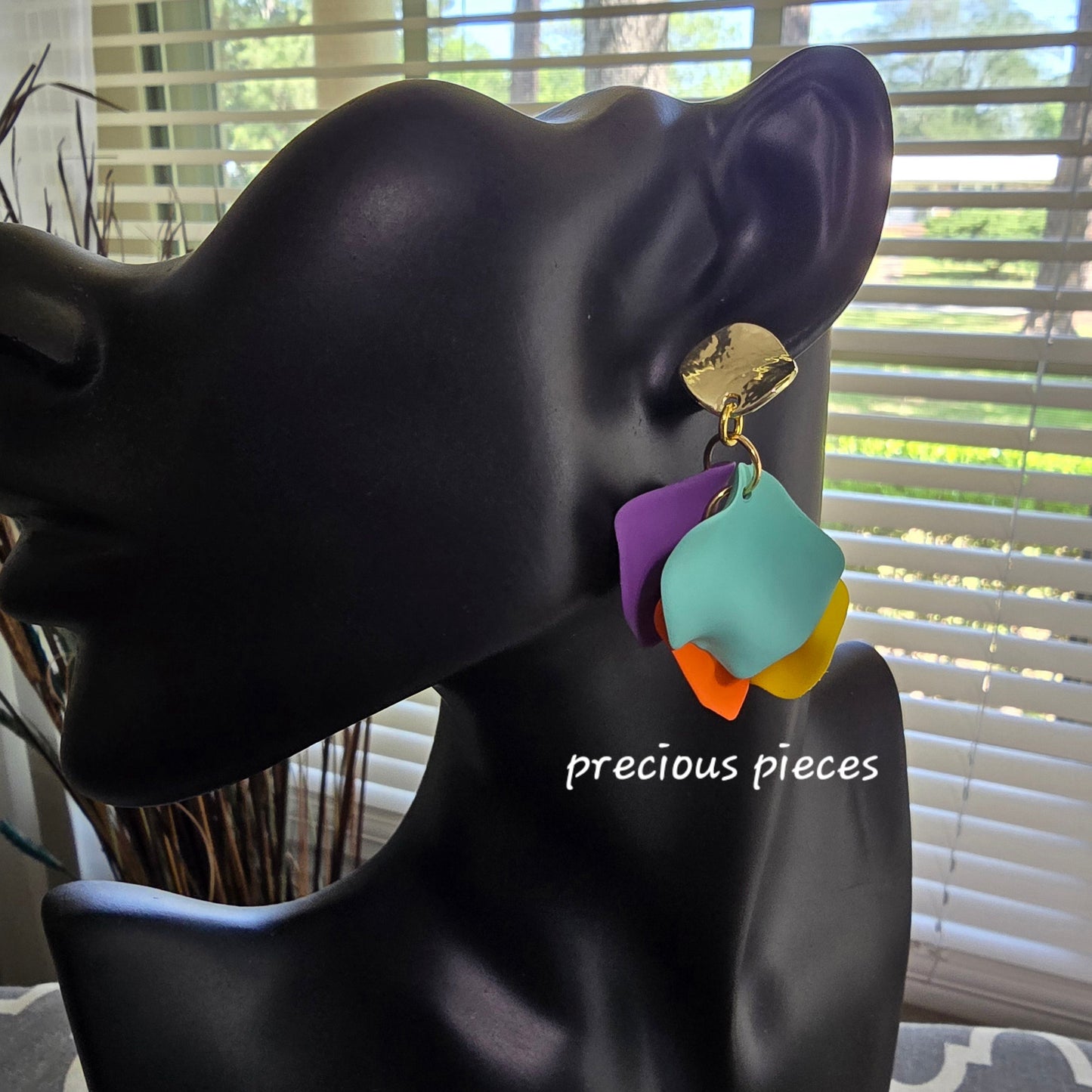Acrylic Multicolor Flower Petal Earrings