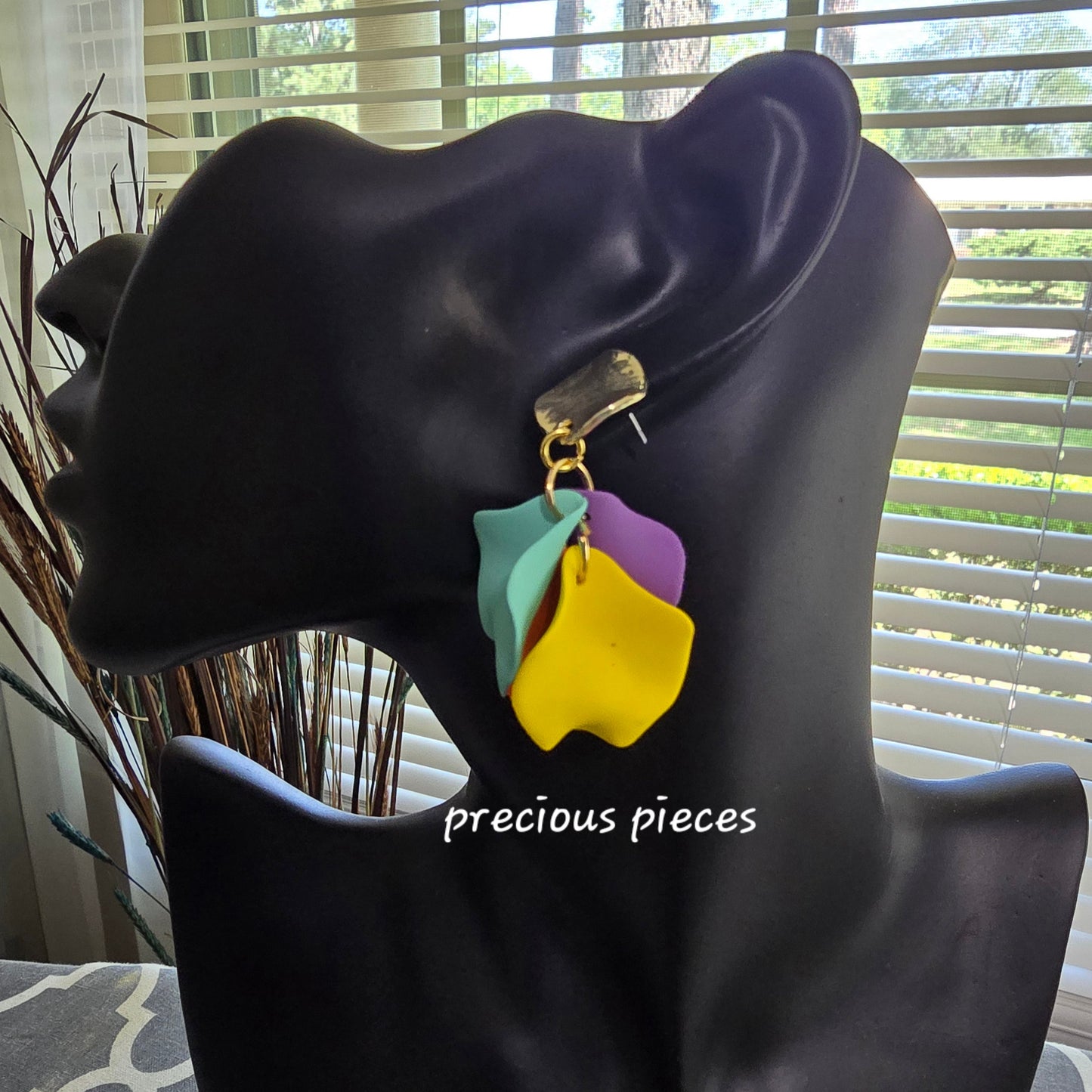 Acrylic Multicolor Flower Petal Earrings