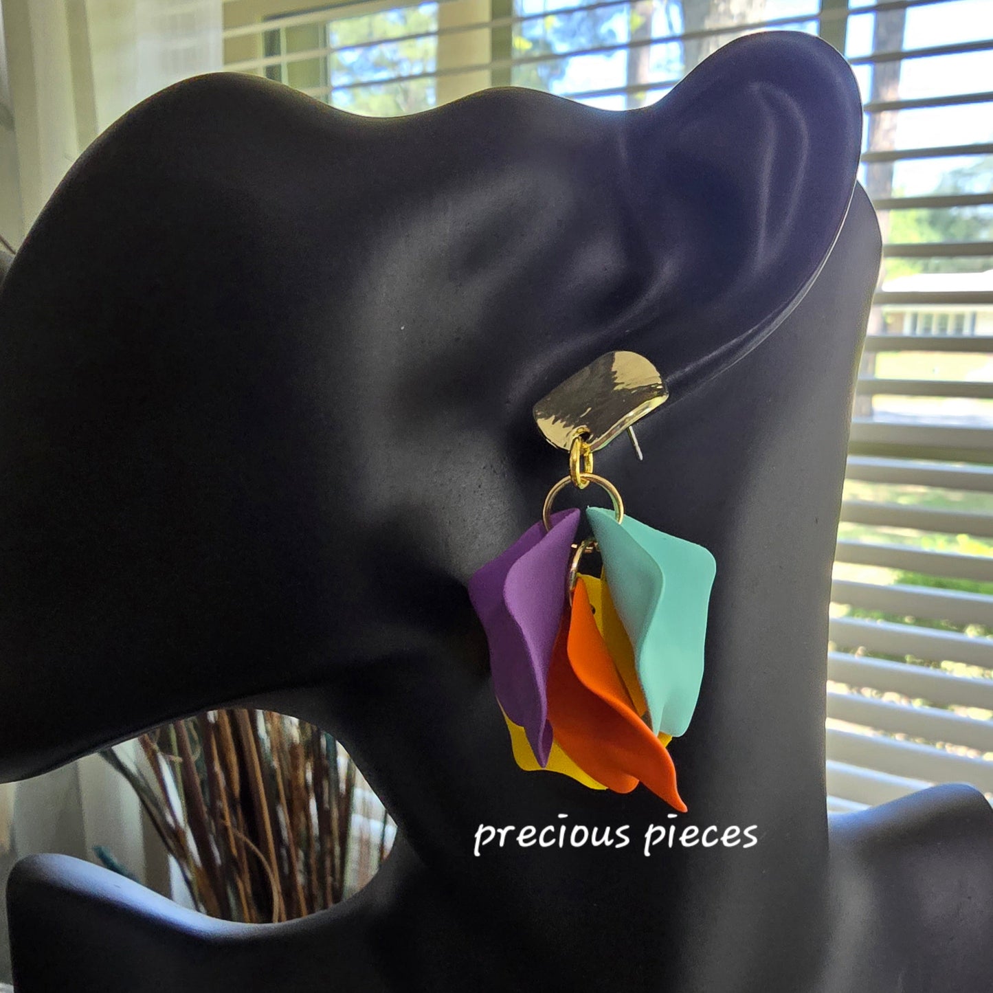 Acrylic Multicolor Flower Petal Earrings