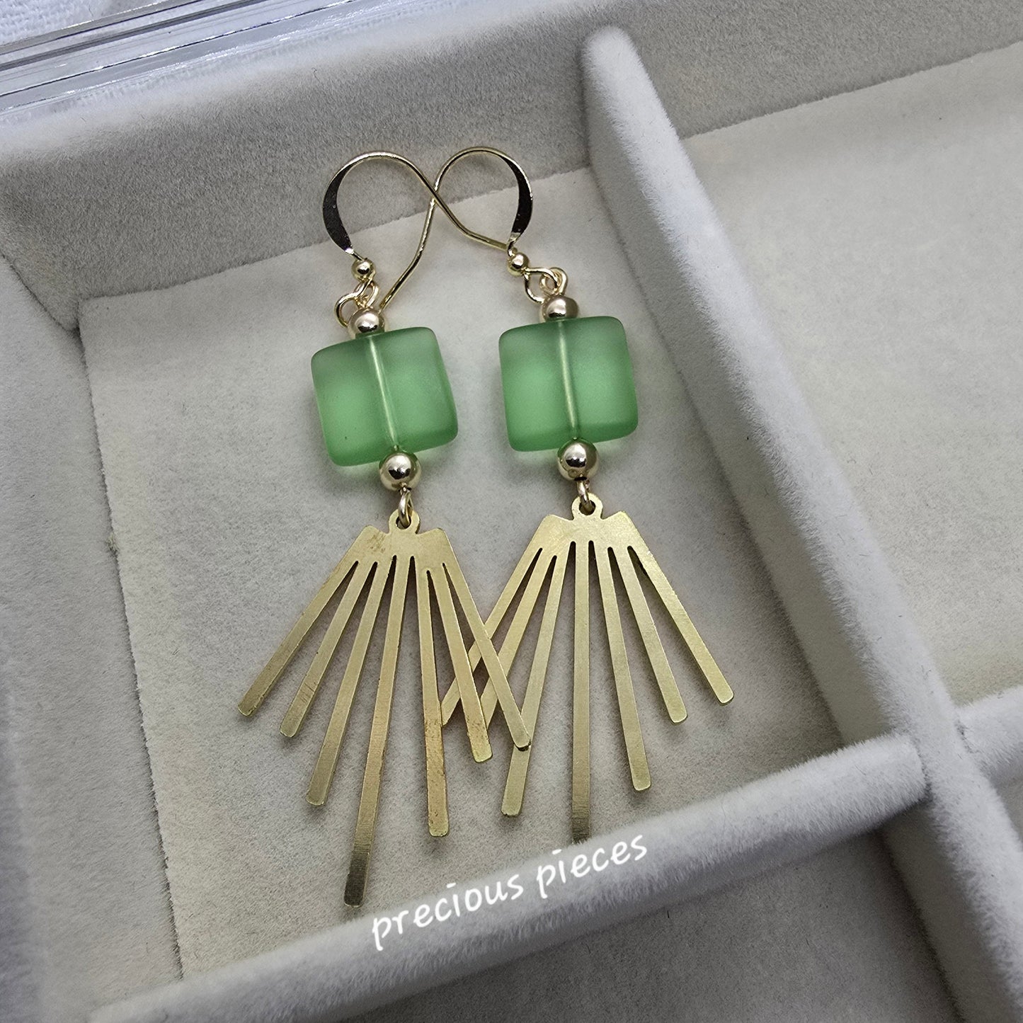 Glass Bead and Brass Earrings