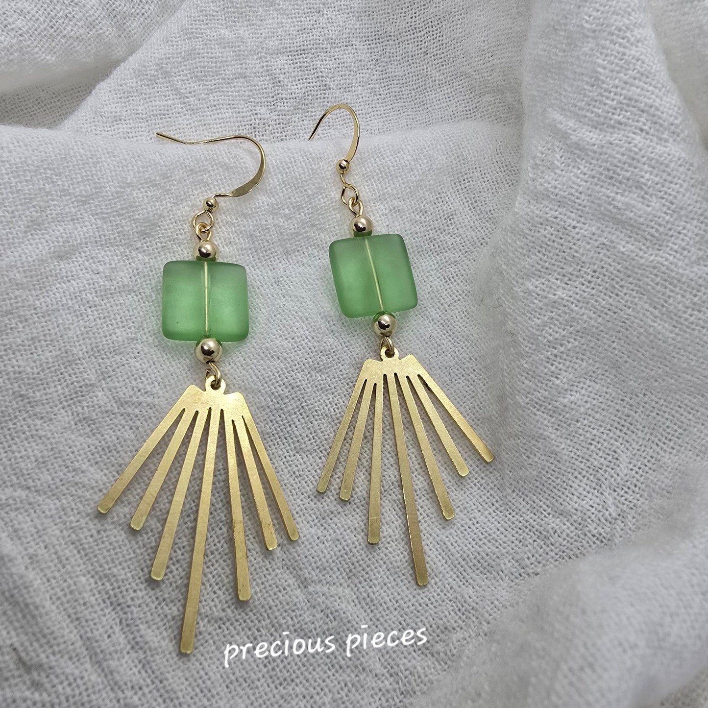 Glass Bead and Brass Earrings