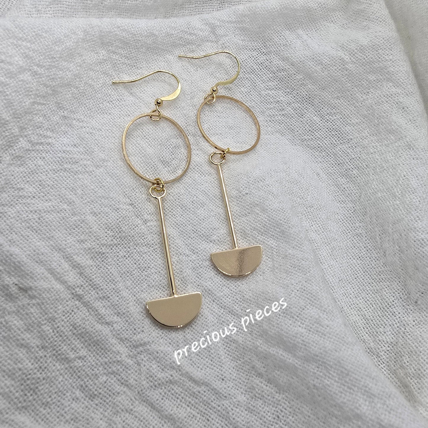 Brass Half Round Dangle Earrings