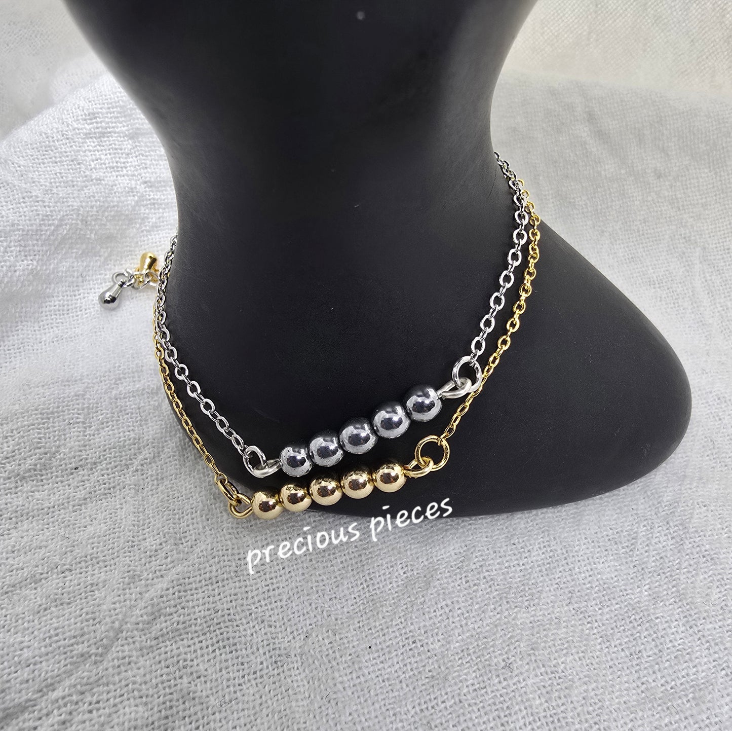 Gold and Silver Beaded Bracelet