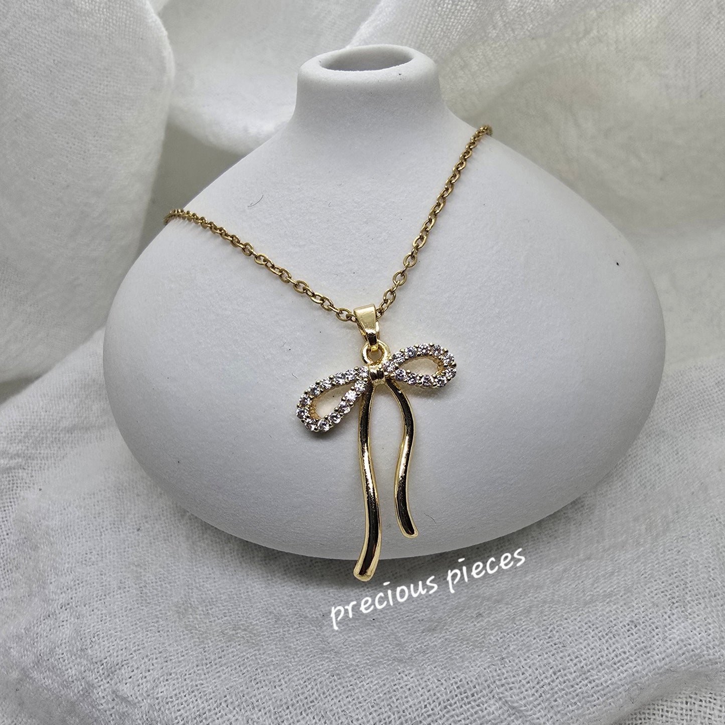 Rhinestone Bow Necklace