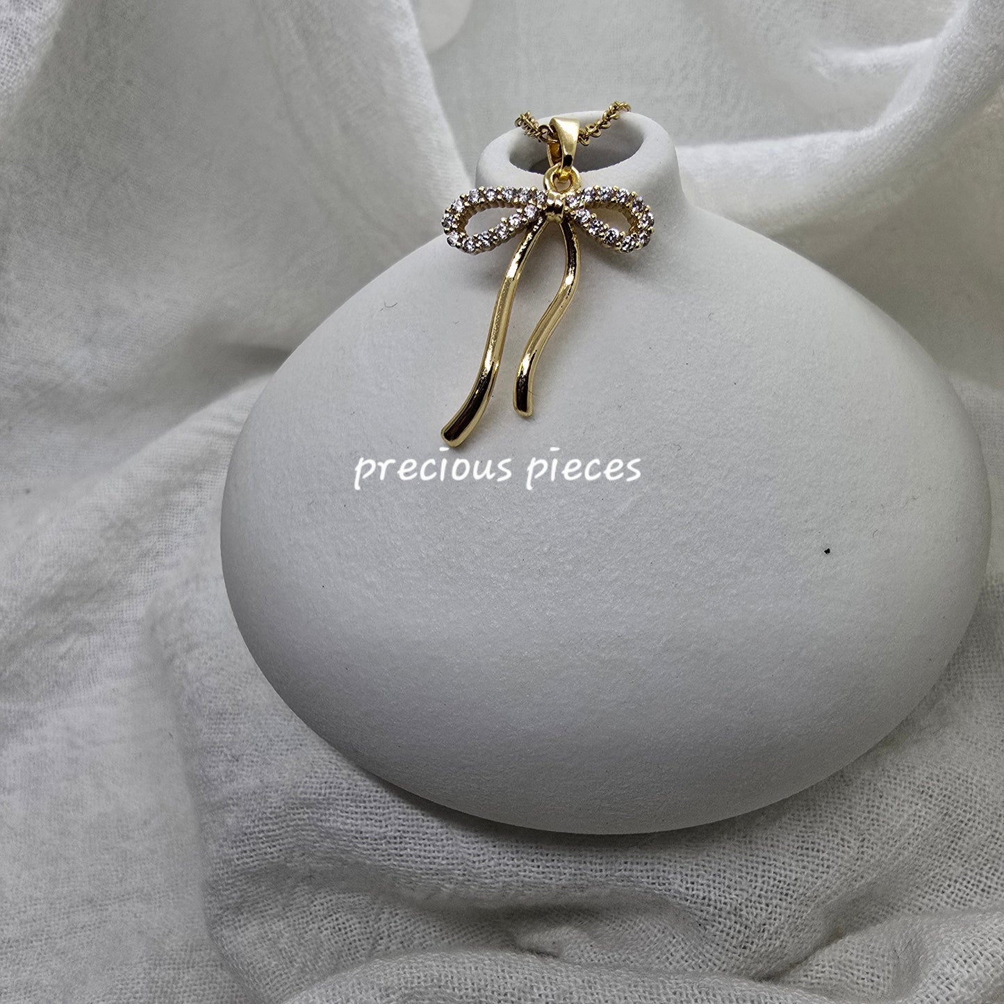 Rhinestone Bow Necklace