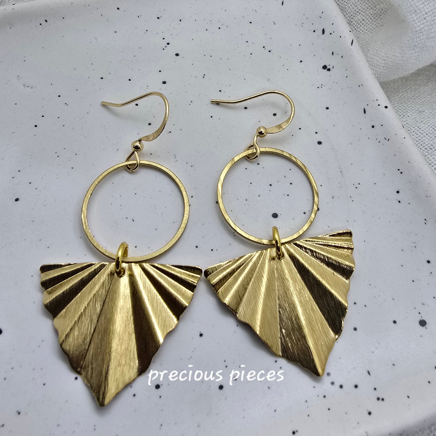 Brass Triangle Fan and Hoop Earrings